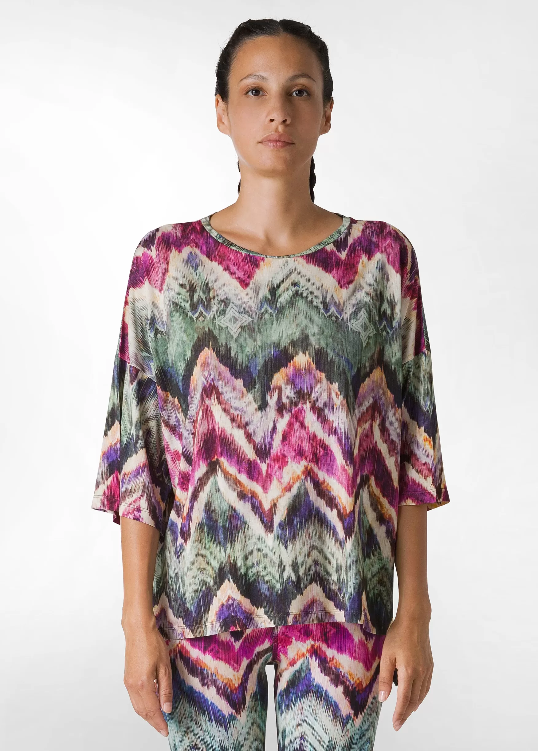 Outlet DEHA Allover Oversize Yoga T-Shirt Multicolor All Chevron