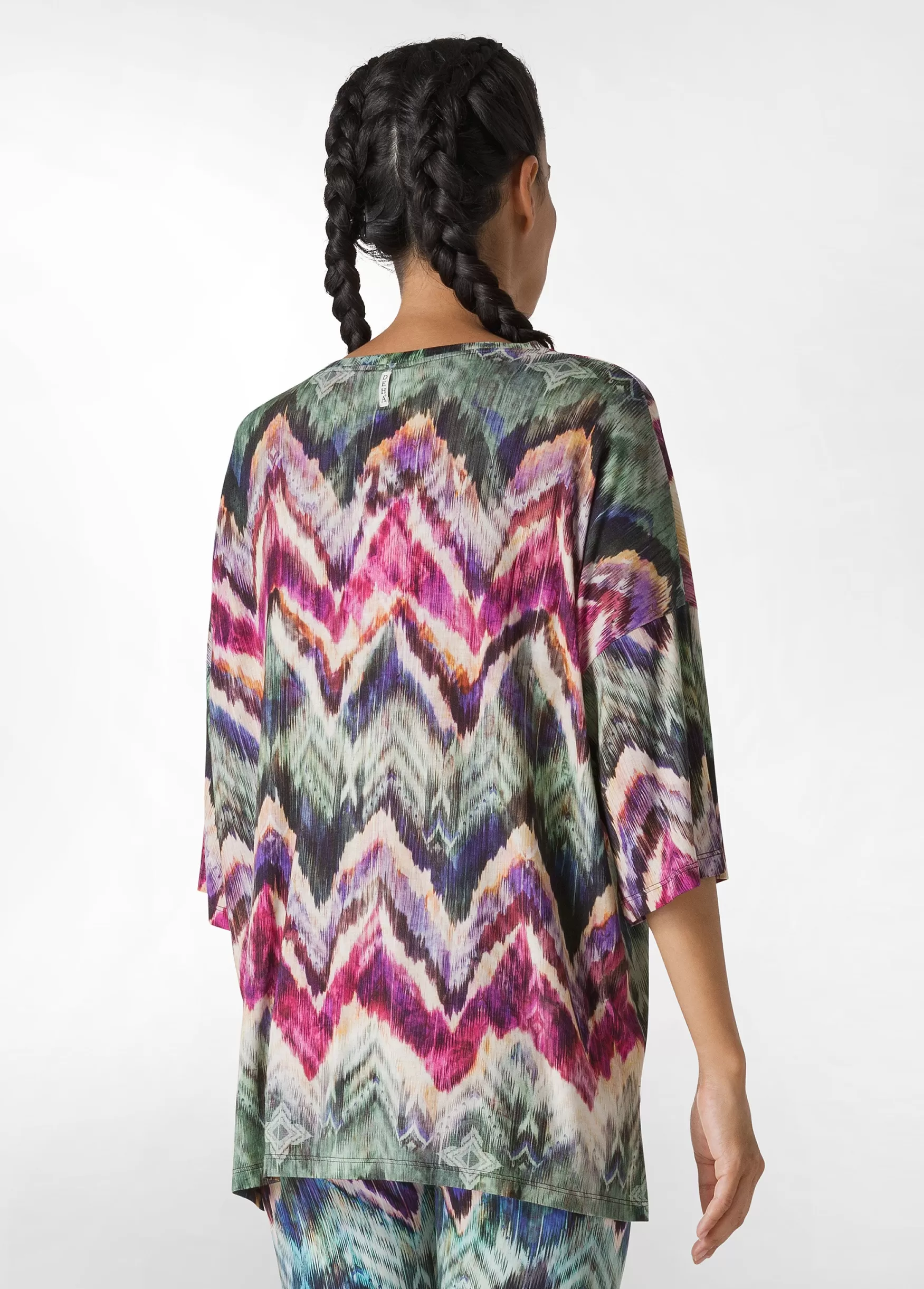 Outlet DEHA Allover Oversize Yoga T-Shirt Multicolor All Chevron