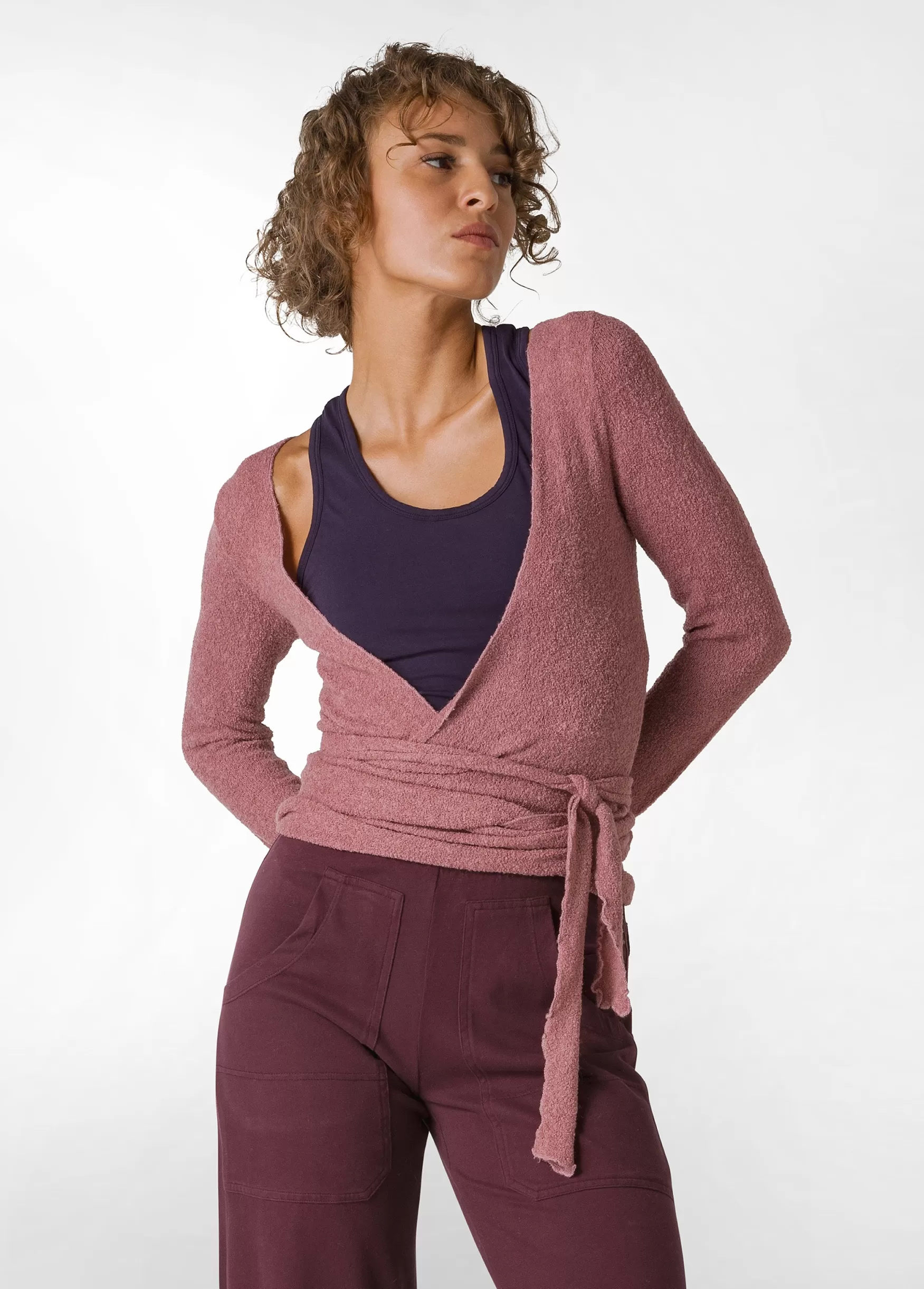 Outlet DEHA Boucle Wrap Sweater Pink Deco' Rose