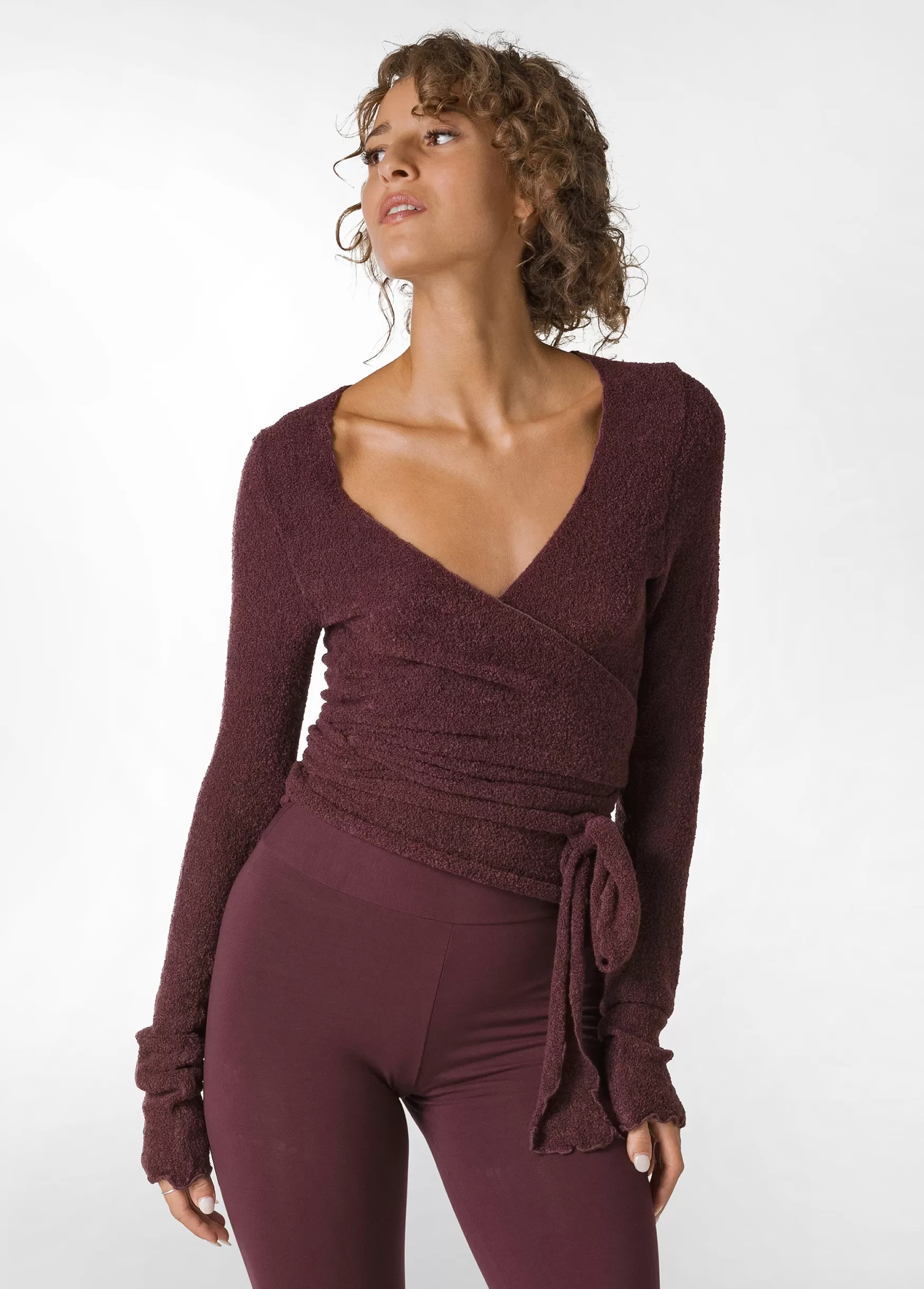 Best DEHA Boucle Wrap Sweater Red Tibetan Red