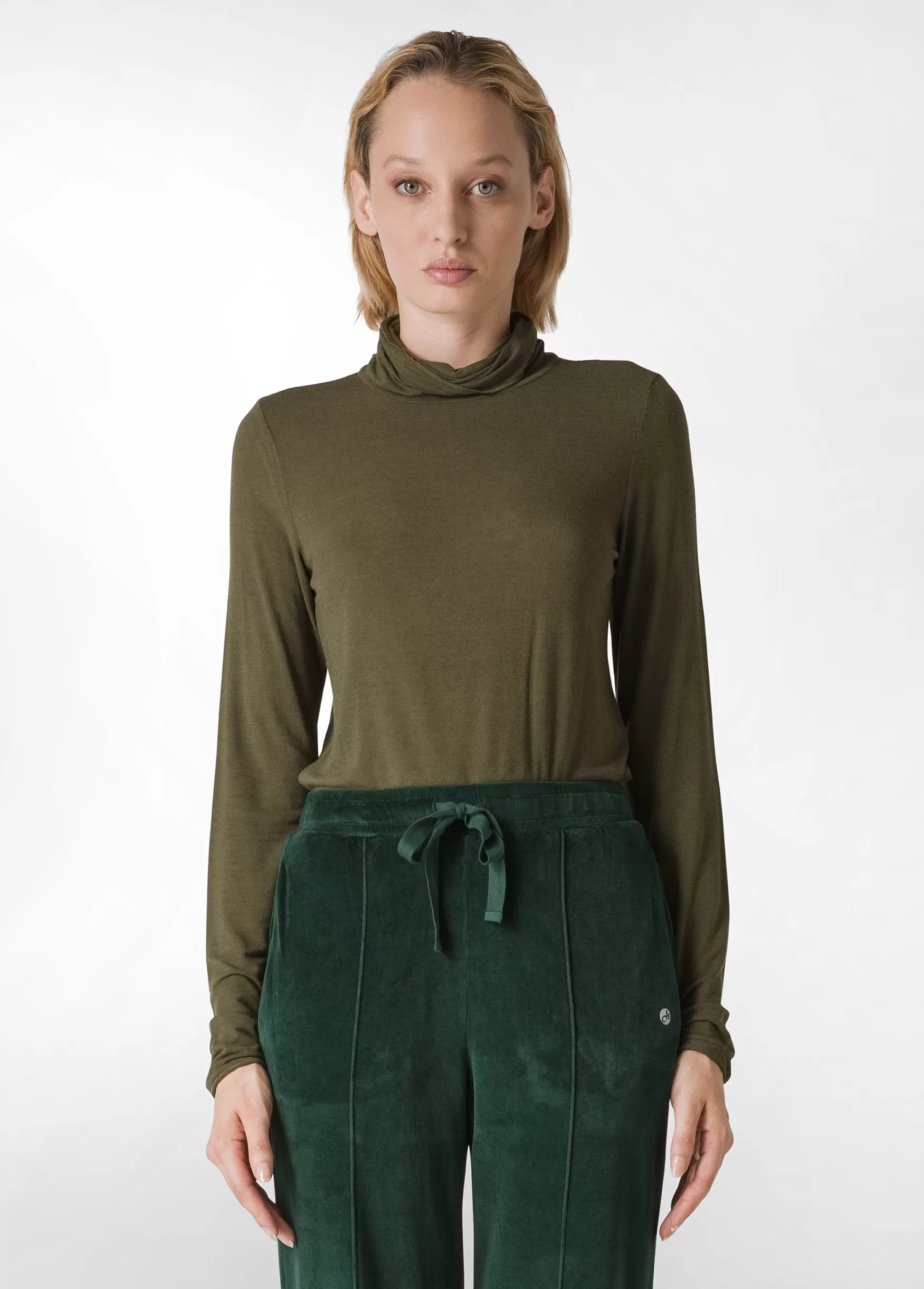 Outlet DEHA Cashmere Blend High Neck Top Green Olive Green