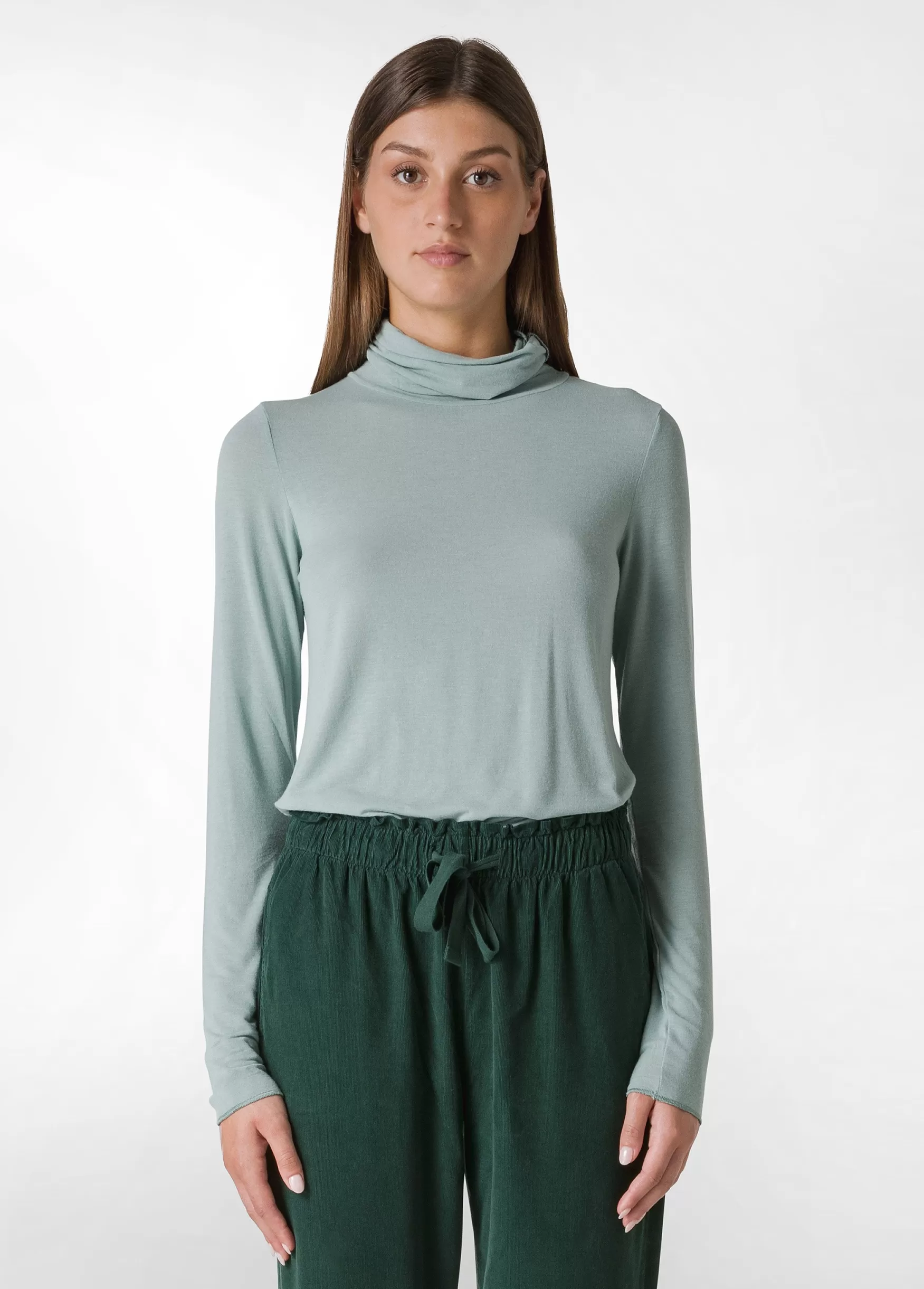 Best DEHA Cashmere Blend High Neck Top Green Sage Green