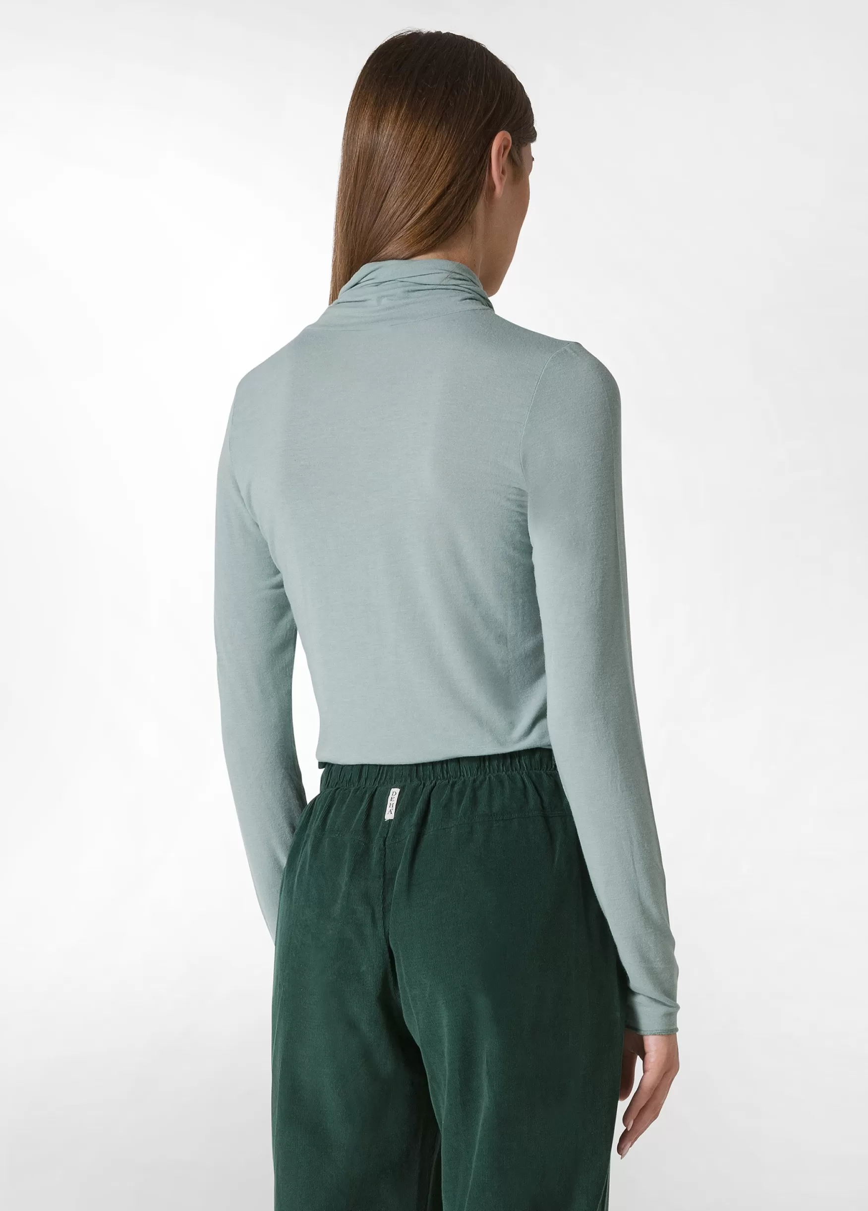 Best DEHA Cashmere Blend High Neck Top Green Sage Green