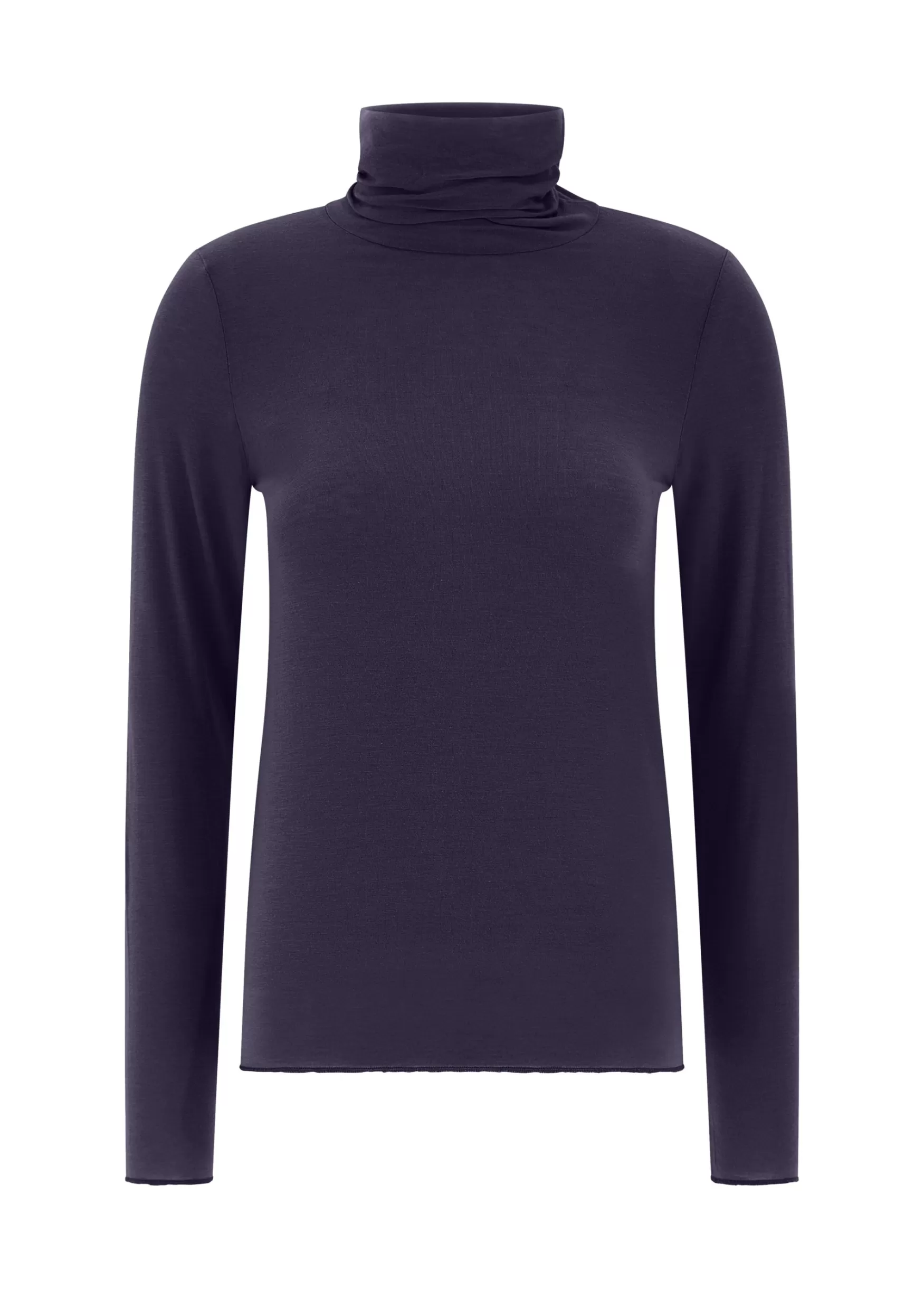 Fashion DEHA Cashmere Blend High Neck Top Purple Aubergine Violet
