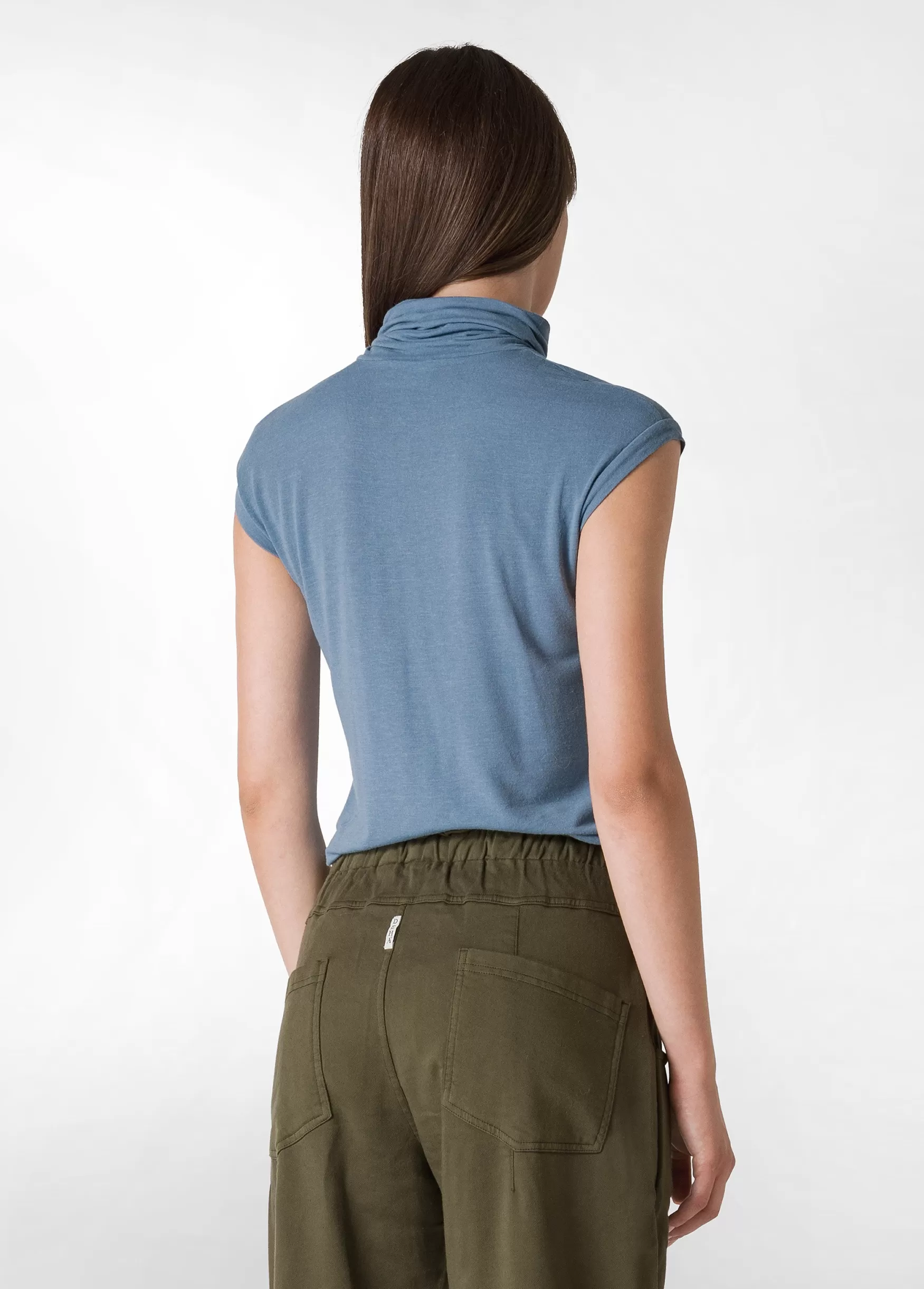 Store DEHA Cashmere Blend High Neck T-Shirt Blue Midblue