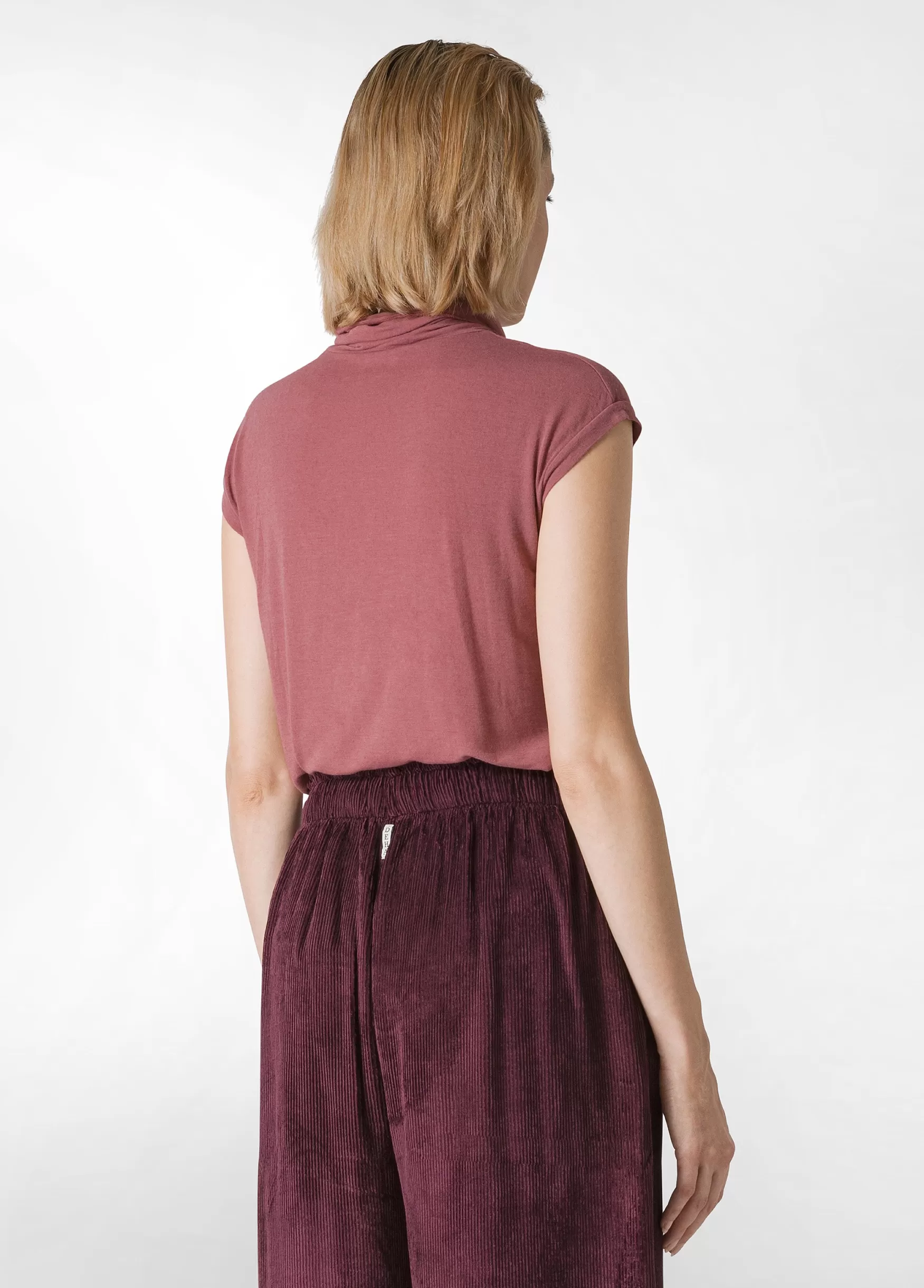 Flash Sale DEHA Cashmere Blend High Neck T-Shirt Pink Deco' Rose