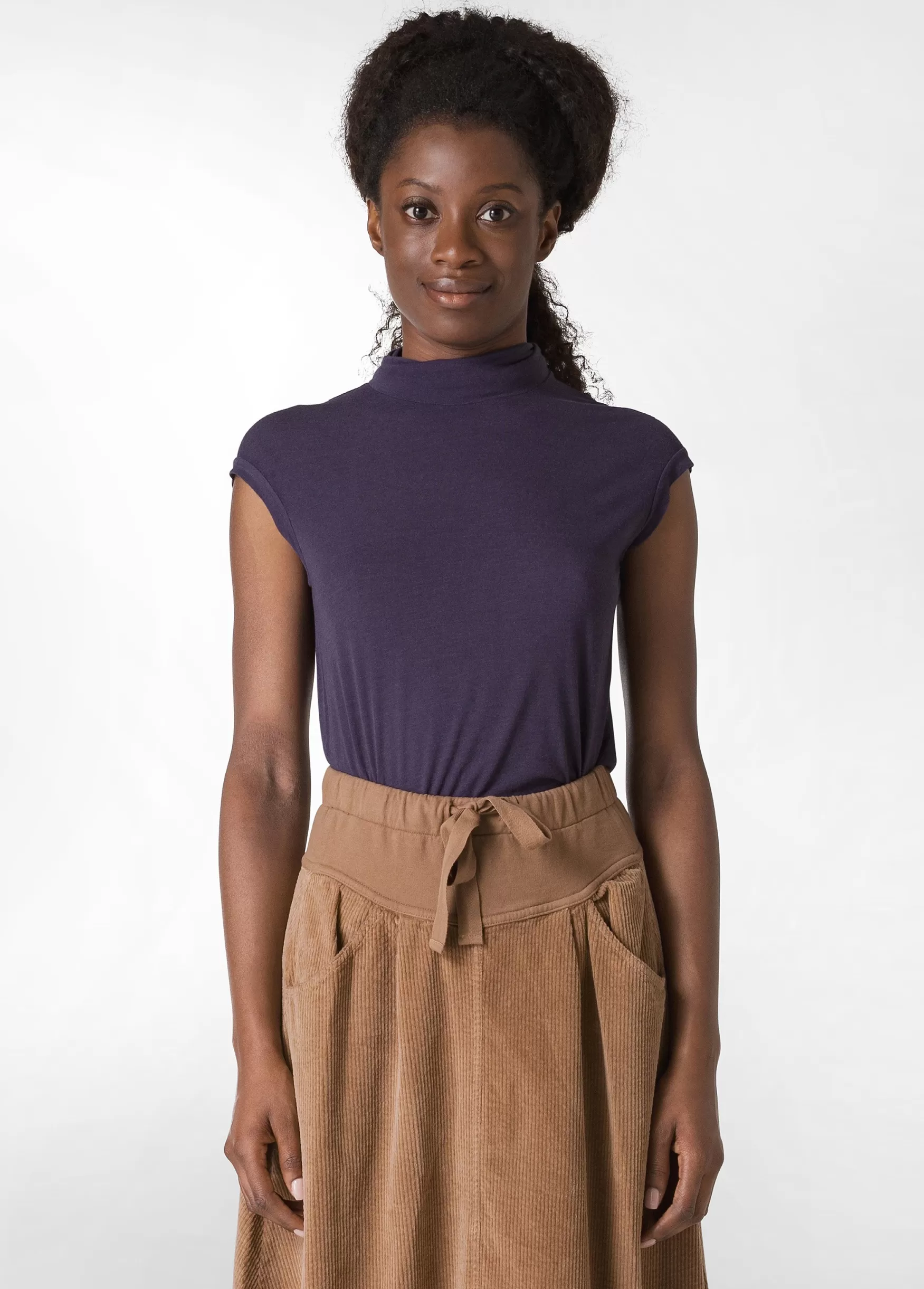 Online DEHA Cashmere Blend High Neck T-Shirt Purple Aubergine Violet