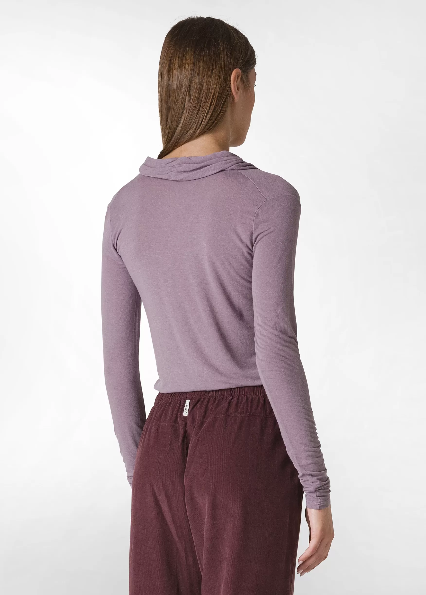 Best DEHA Cashmere Blend Long Sleeve T-Shirt Purple Mauve Violet