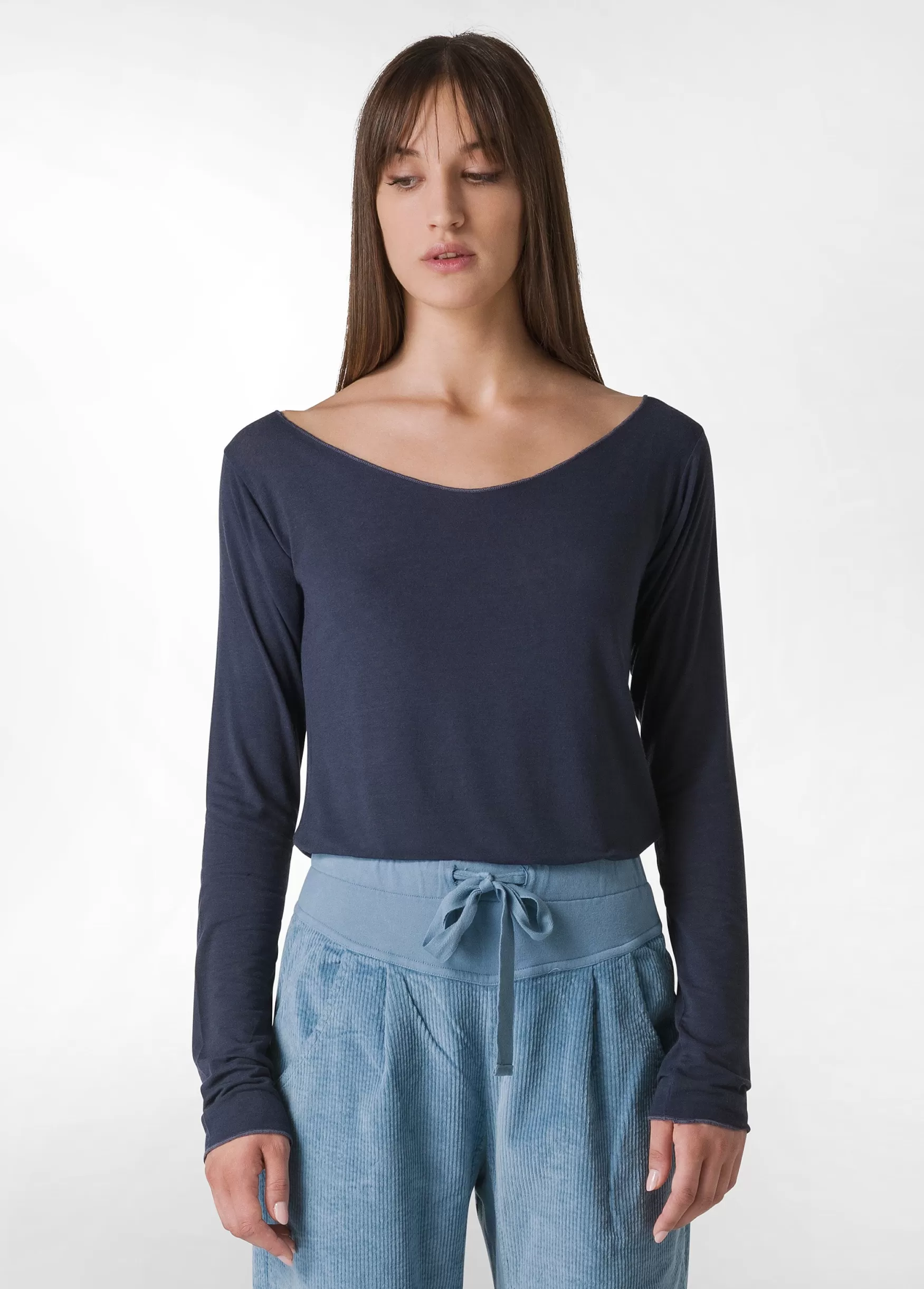 Shop DEHA Cashmere Blend T-Shirt Blue Blue Night