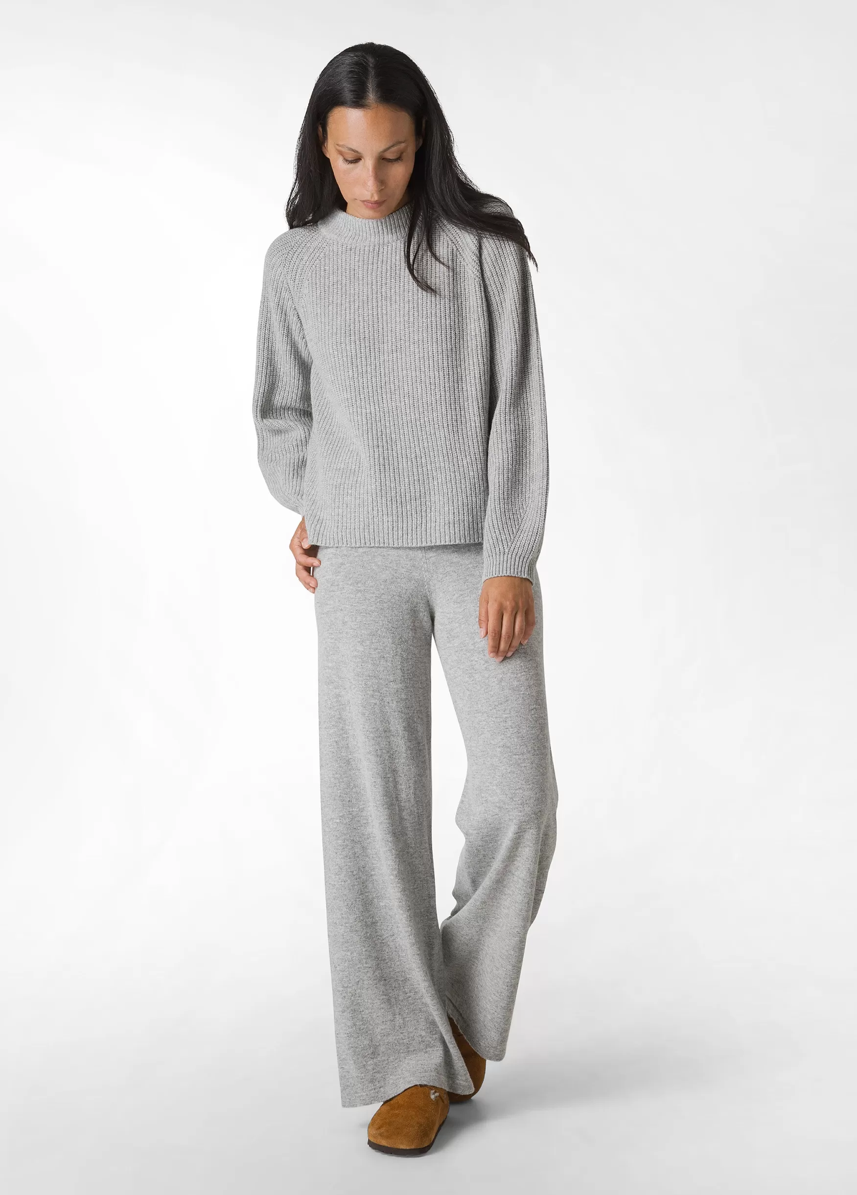 Cheap DEHA Cashmere Blend Wide Leg Pants Grey Grey Melange