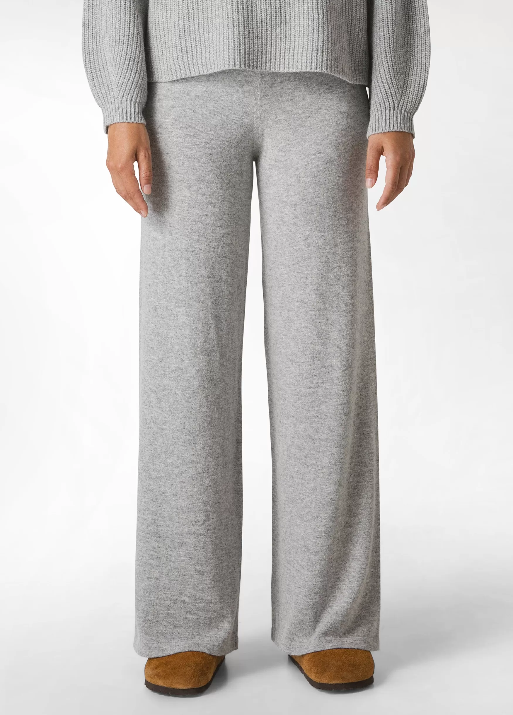 Cheap DEHA Cashmere Blend Wide Leg Pants Grey Grey Melange