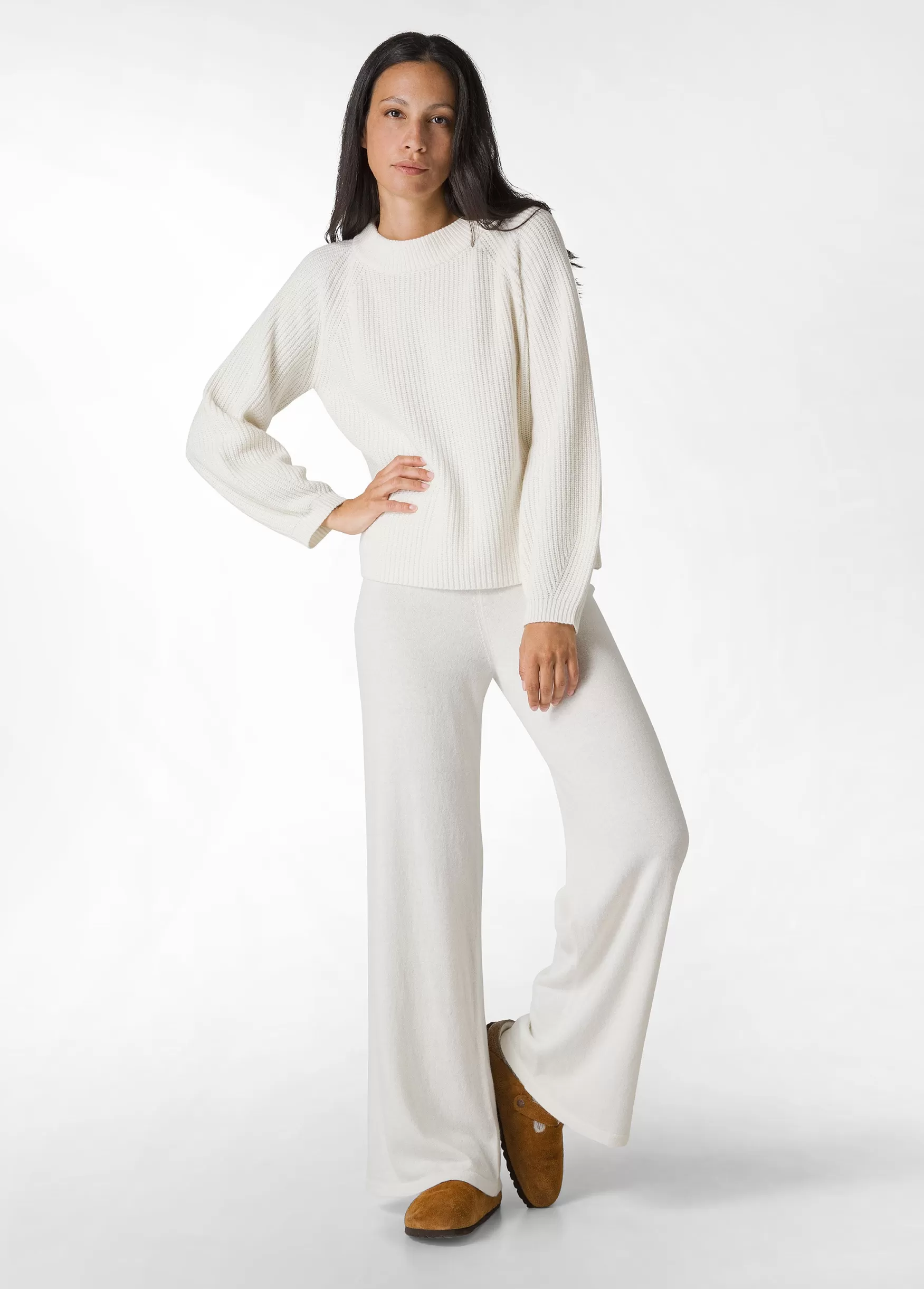 Cheap DEHA Cashmere Blend Wide Leg Pants White Milk White