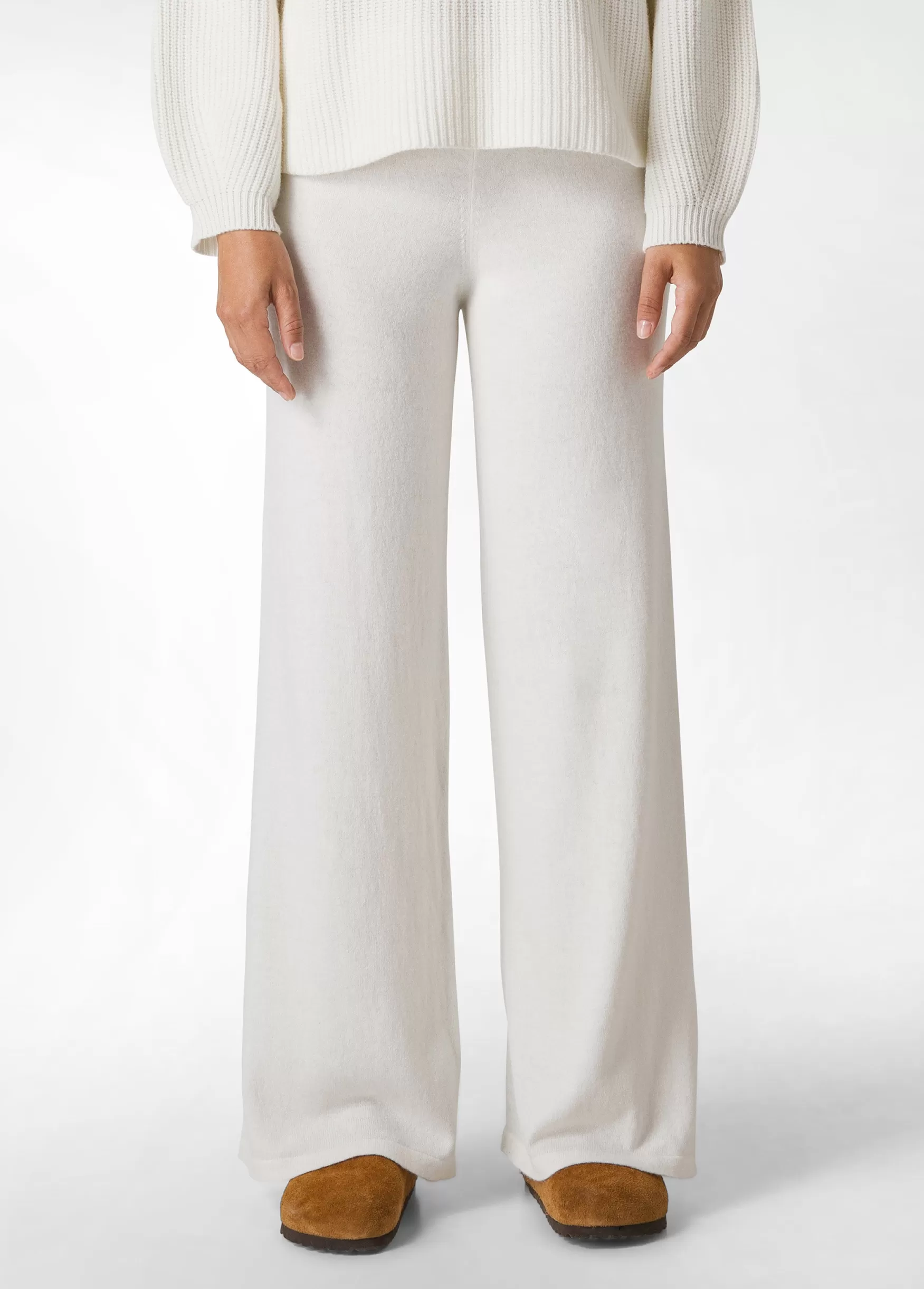 Cheap DEHA Cashmere Blend Wide Leg Pants White Milk White