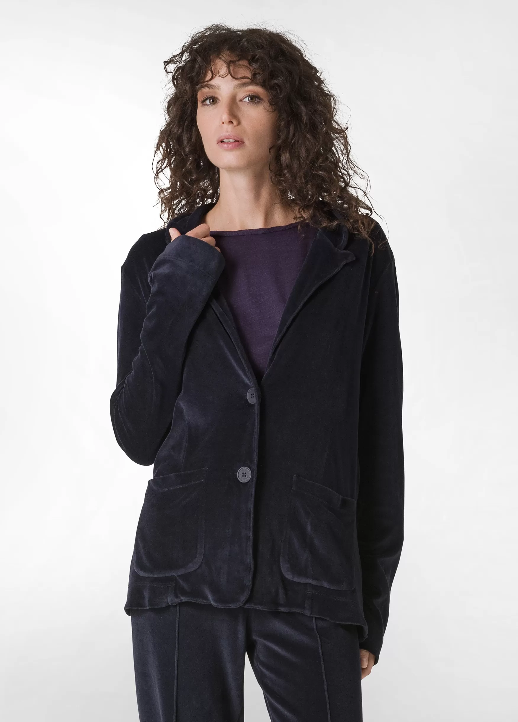 Fashion DEHA Chenille Blazer Blue Blue Night