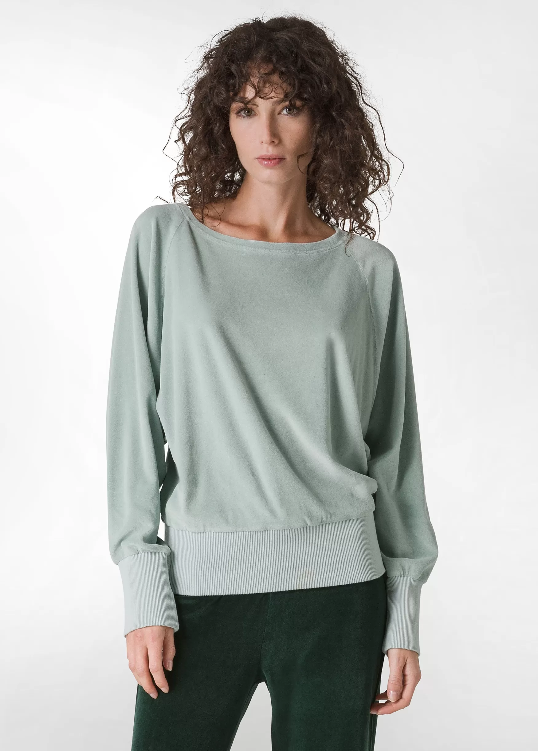 Discount DEHA Chenille Lounge Sweatshirt Green Sage Green