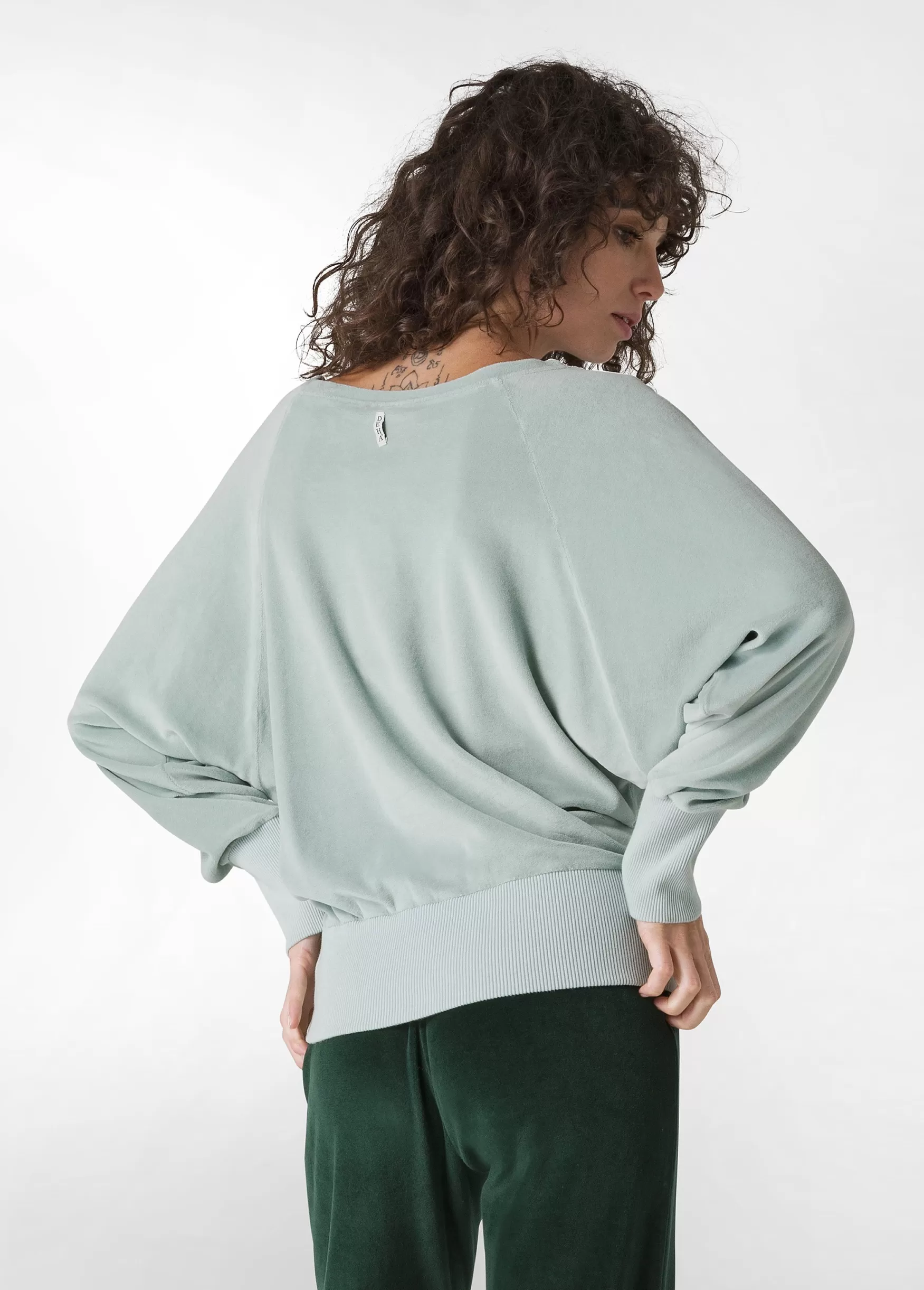 Discount DEHA Chenille Lounge Sweatshirt Green Sage Green