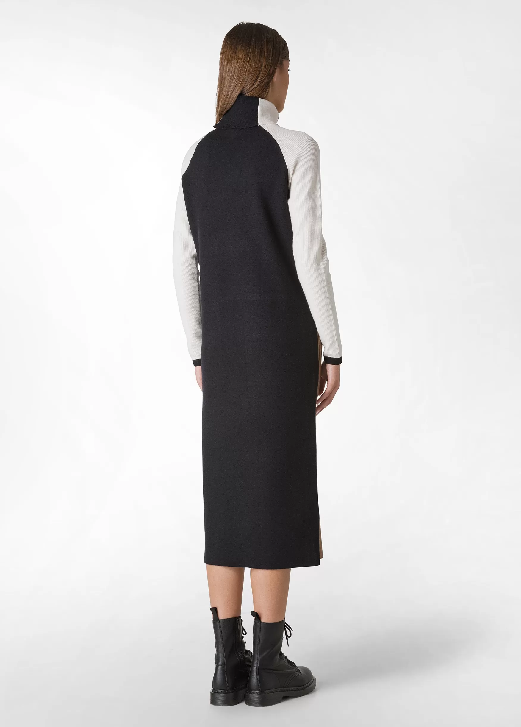 Store DEHA Color Block Knitted Dress Brown Biscuit Brown