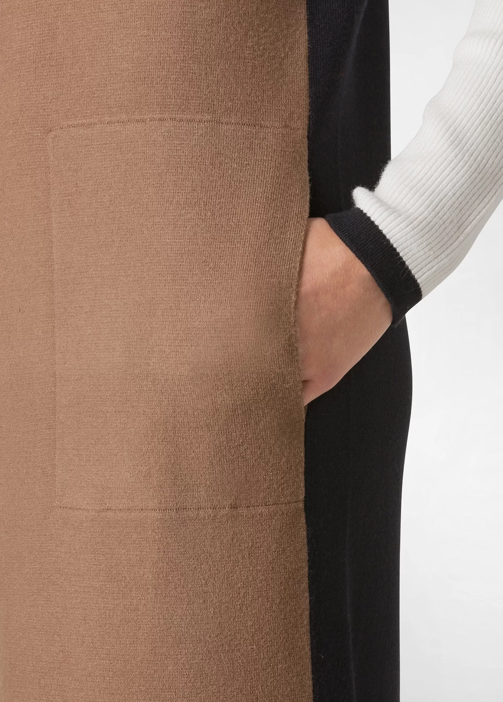 Store DEHA Color Block Knitted Dress Brown Biscuit Brown