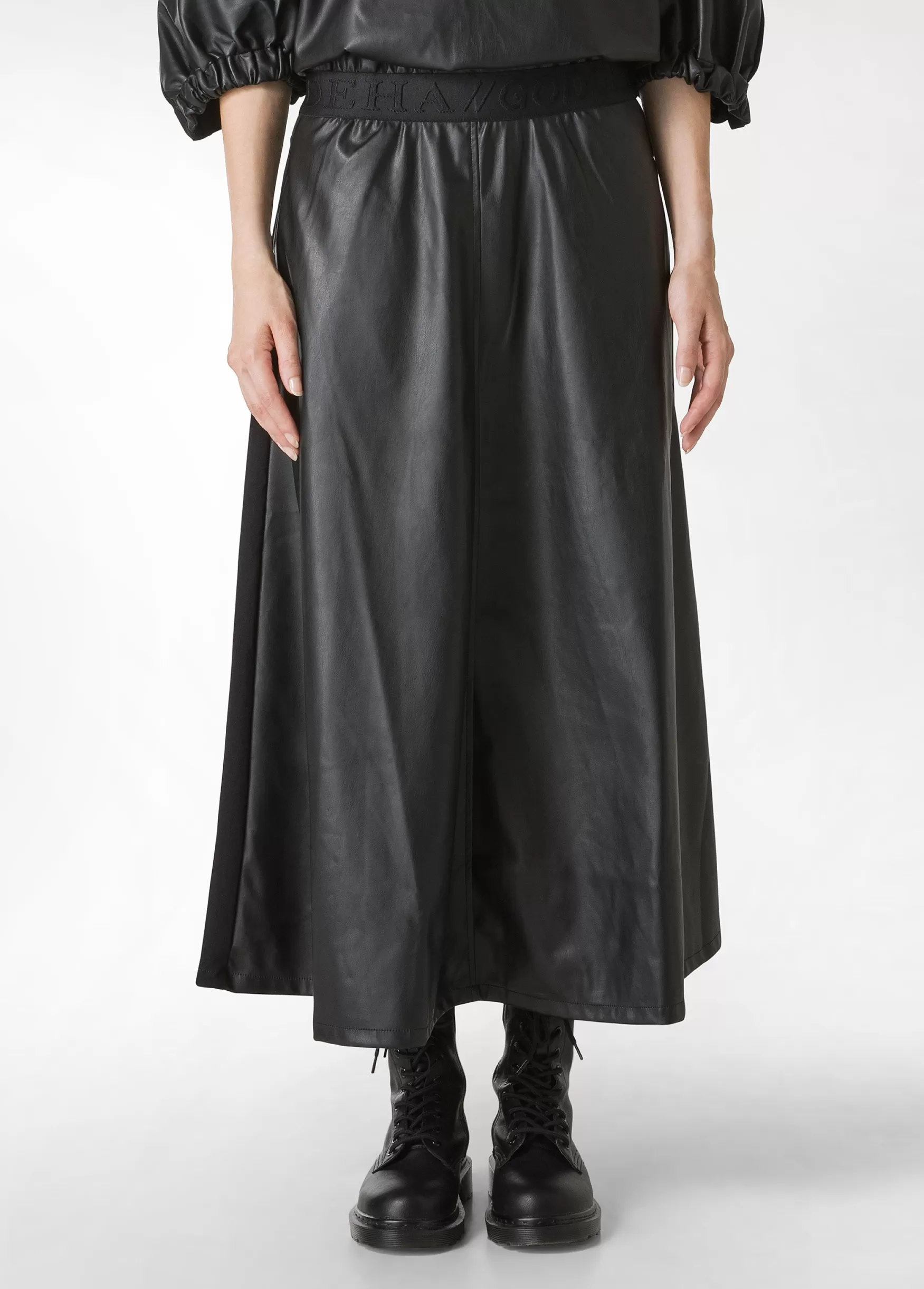 New DEHA Combined Faux Leather Skirt Black