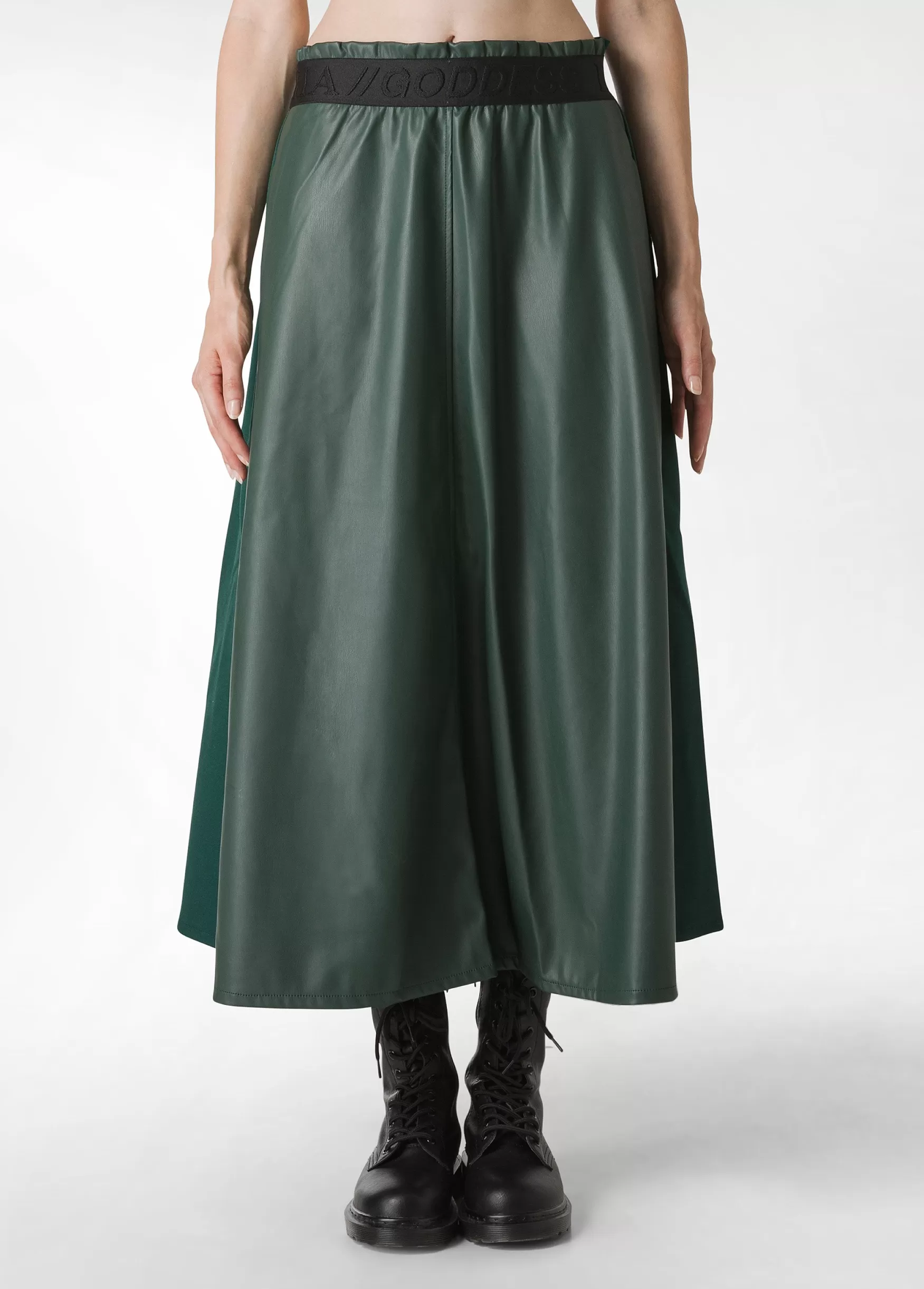Online DEHA Combined Faux Leather Skirt Green Forest Green