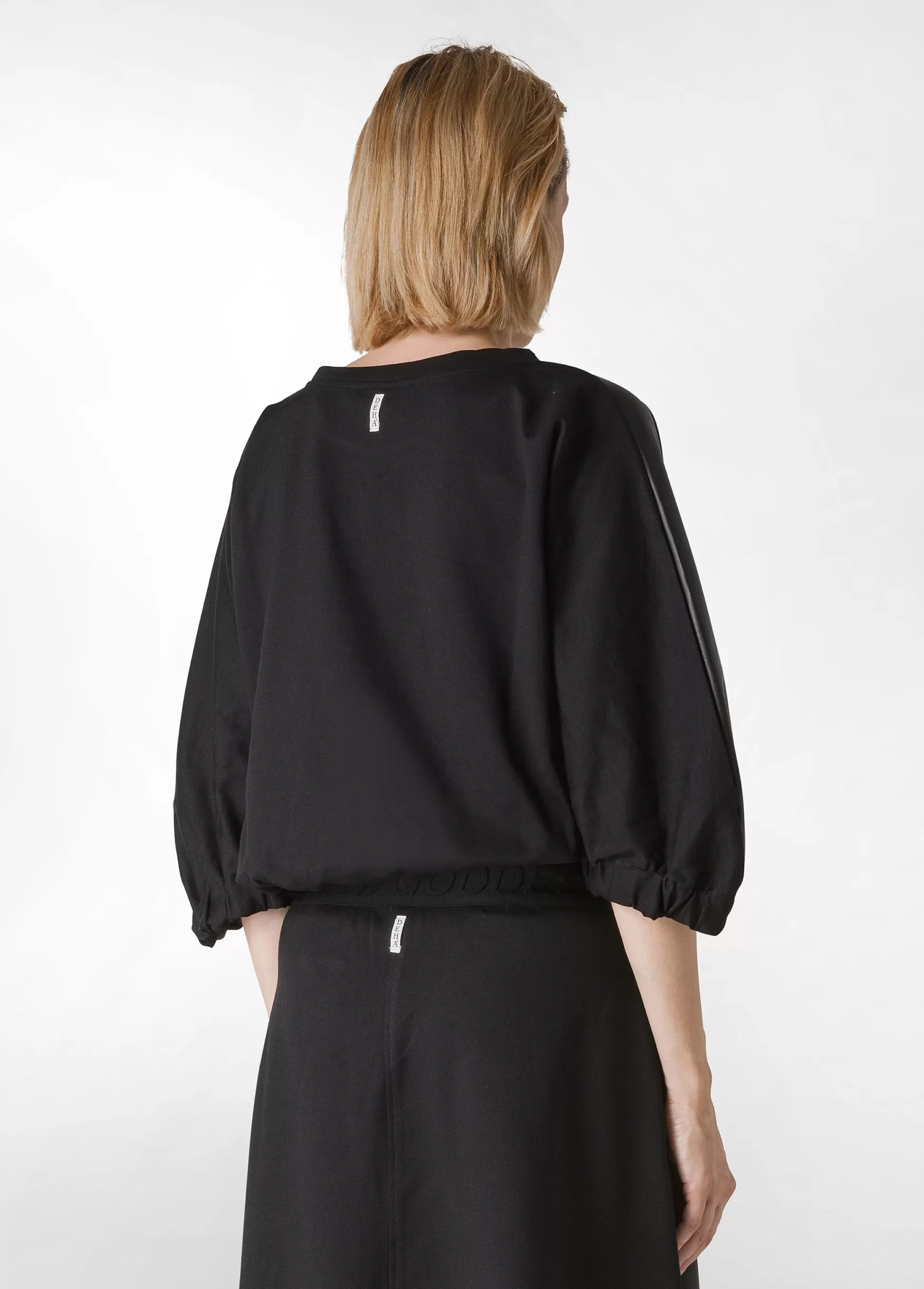 New DEHA Combined Faux Leather Sweatshirt Black
