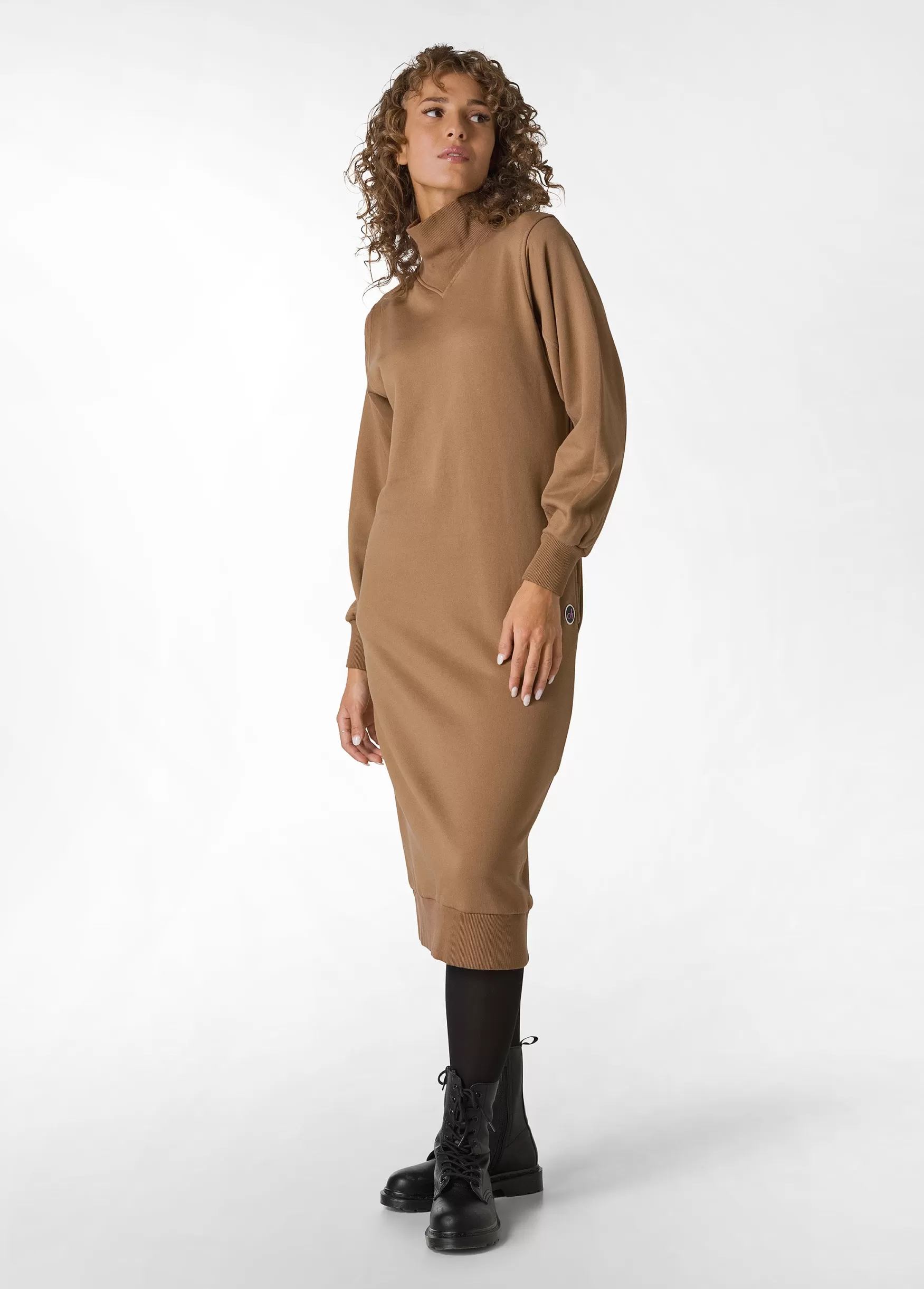 Sale DEHA Comfort High Neck Dress Brown Biscuit Brown