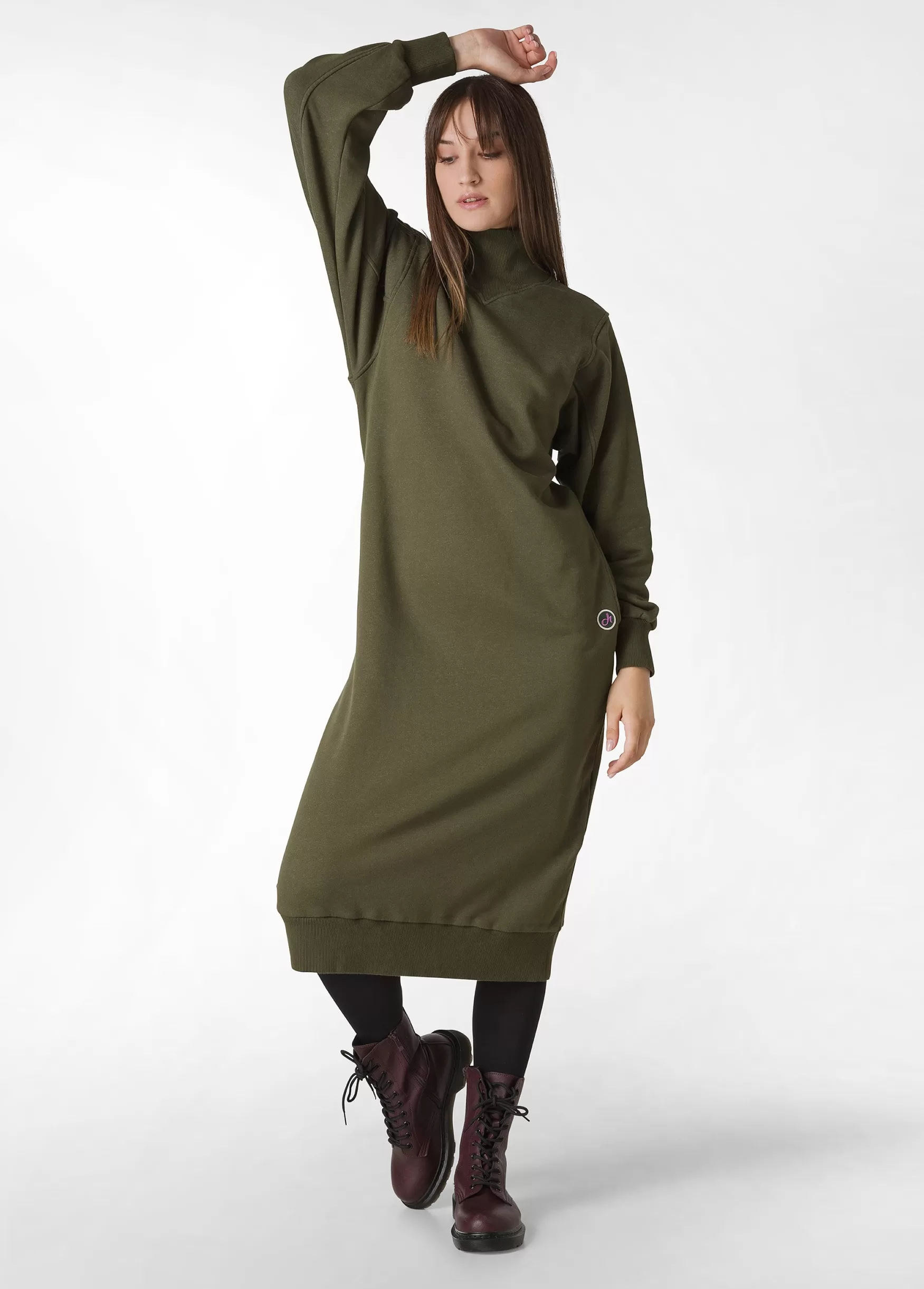 Best Sale DEHA Comfort High Neck Dress Green Olive Green