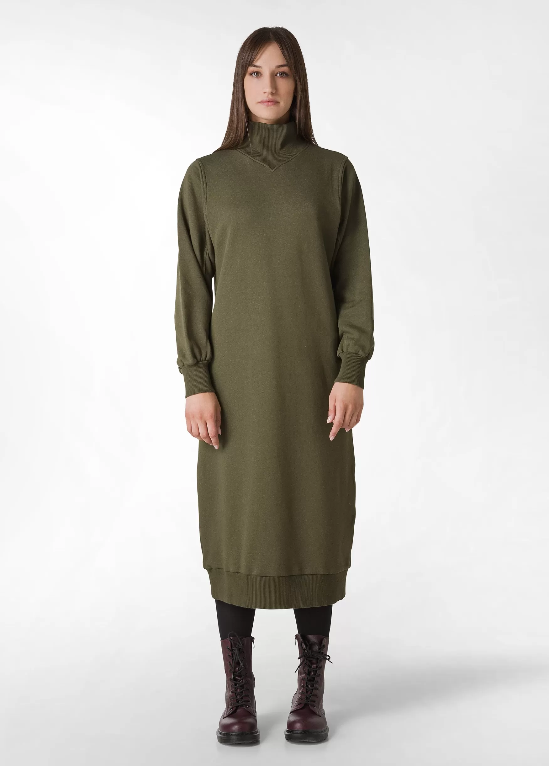 Best Sale DEHA Comfort High Neck Dress Green Olive Green