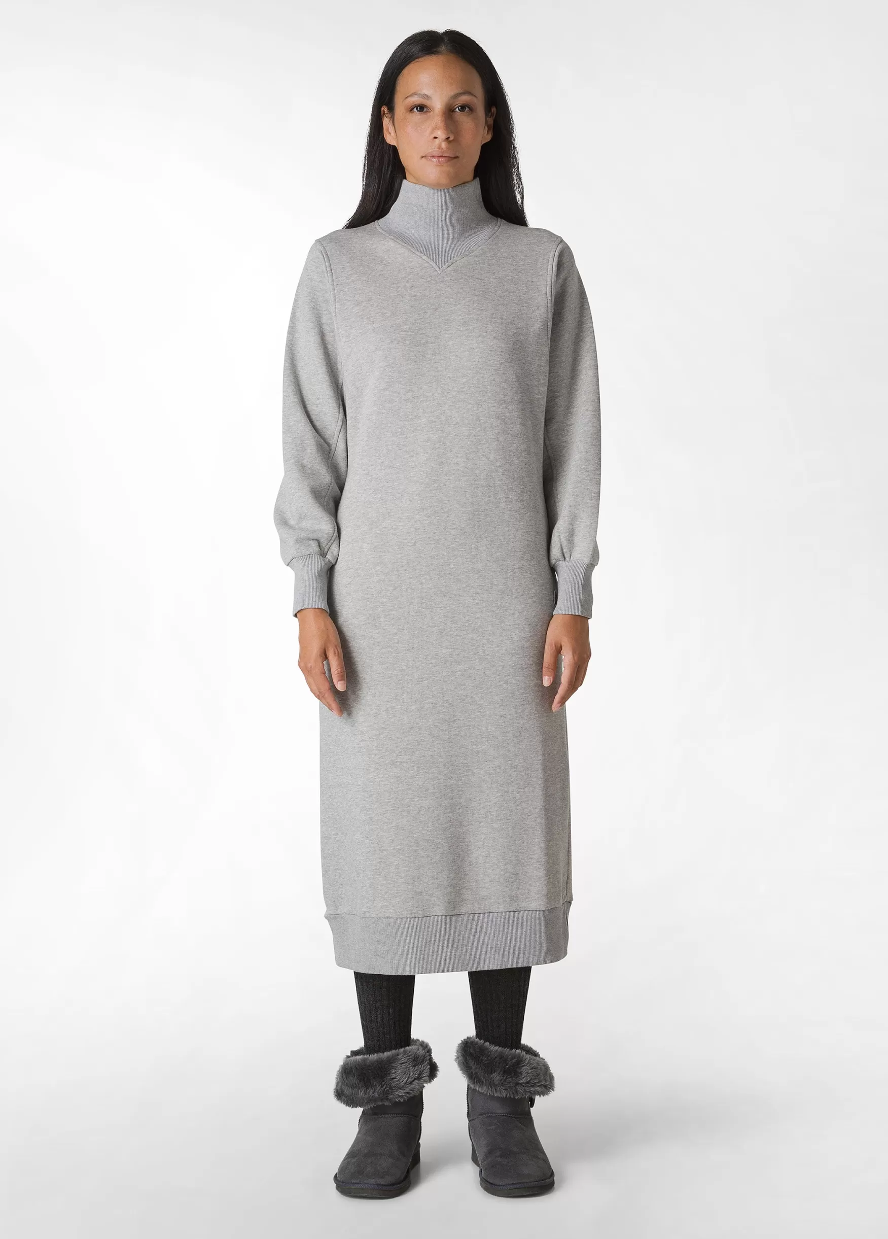 Best Sale DEHA Comfort High Neck Dress Grey Grey Melange
