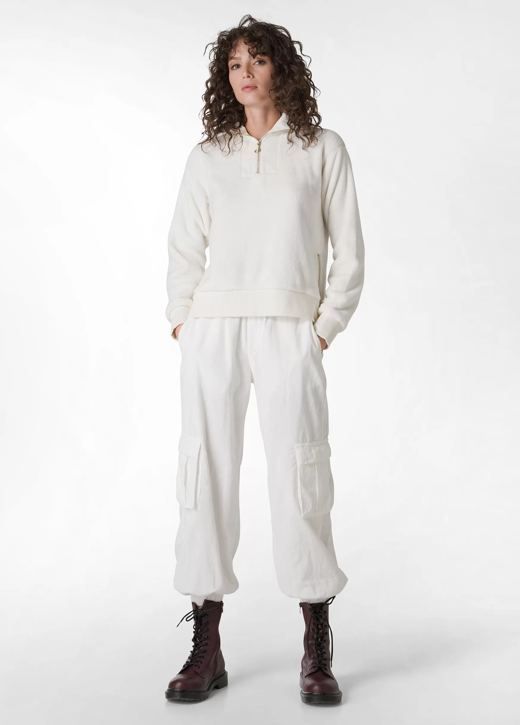 Hot DEHA Corduroy Cargo Pants White Milk White