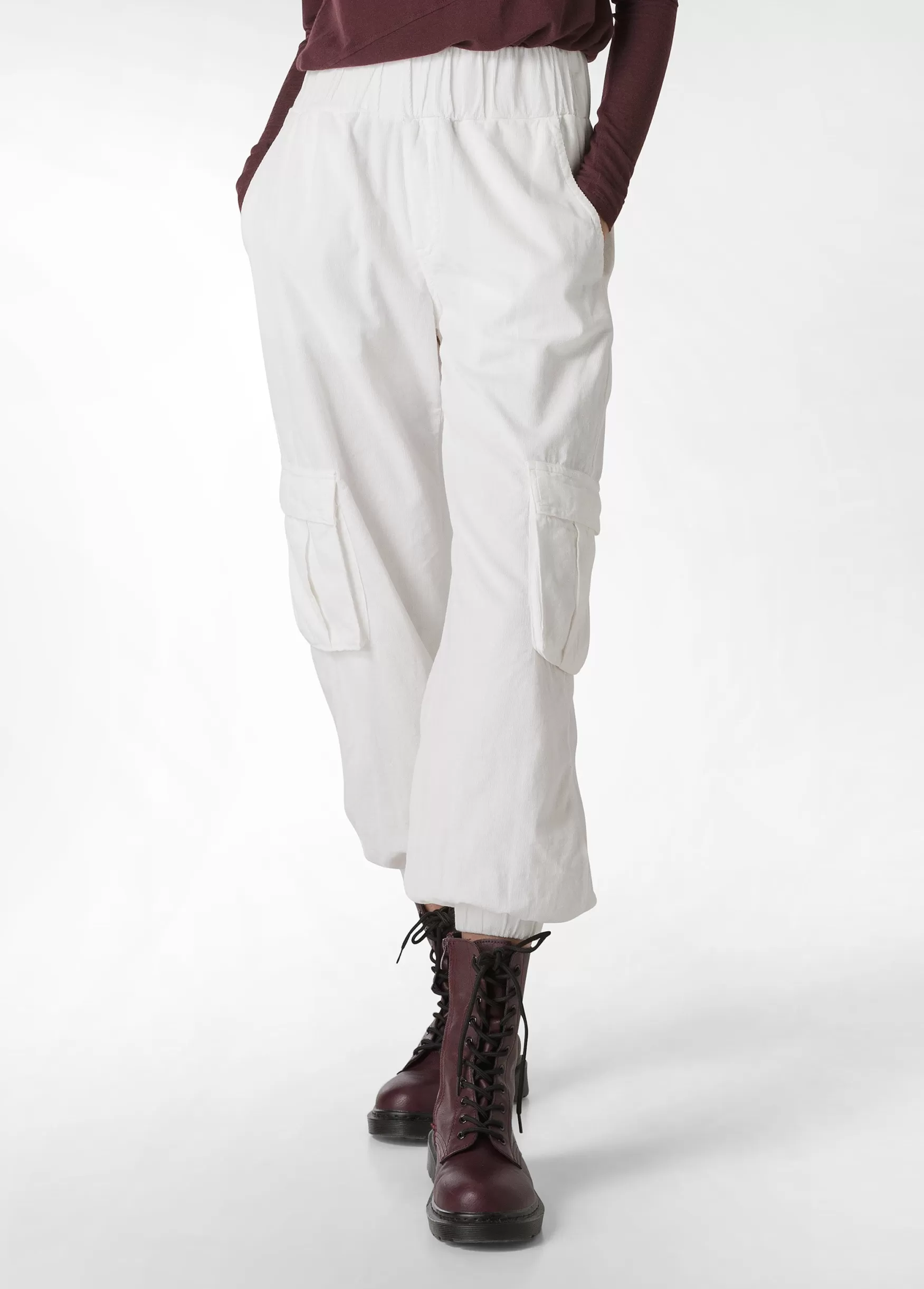 Hot DEHA Corduroy Cargo Pants White Milk White