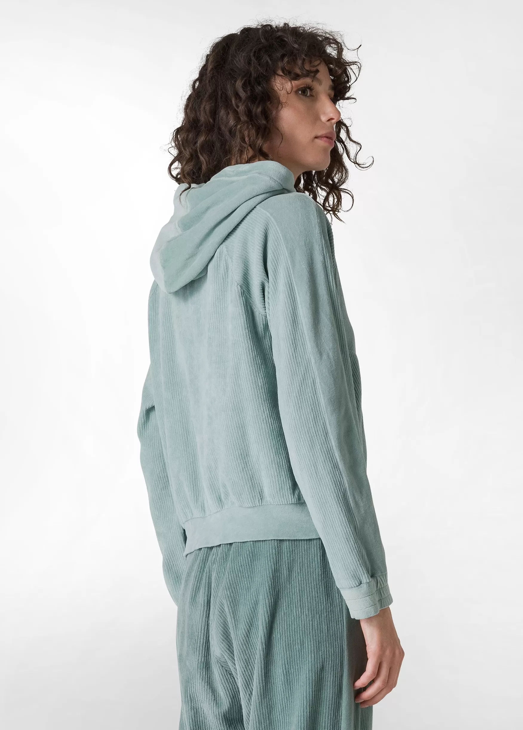 New DEHA Corduroy Chenille Full Zip Sweatshirt Green Sage Green