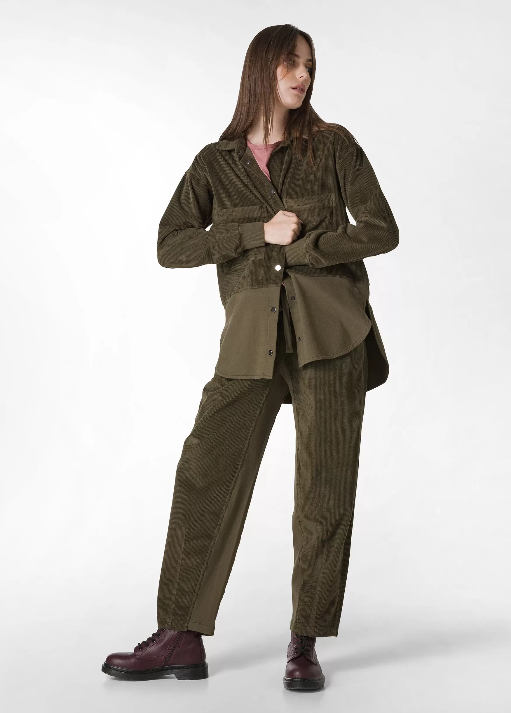 New DEHA Corduroy Combined Pants Green Olive Green