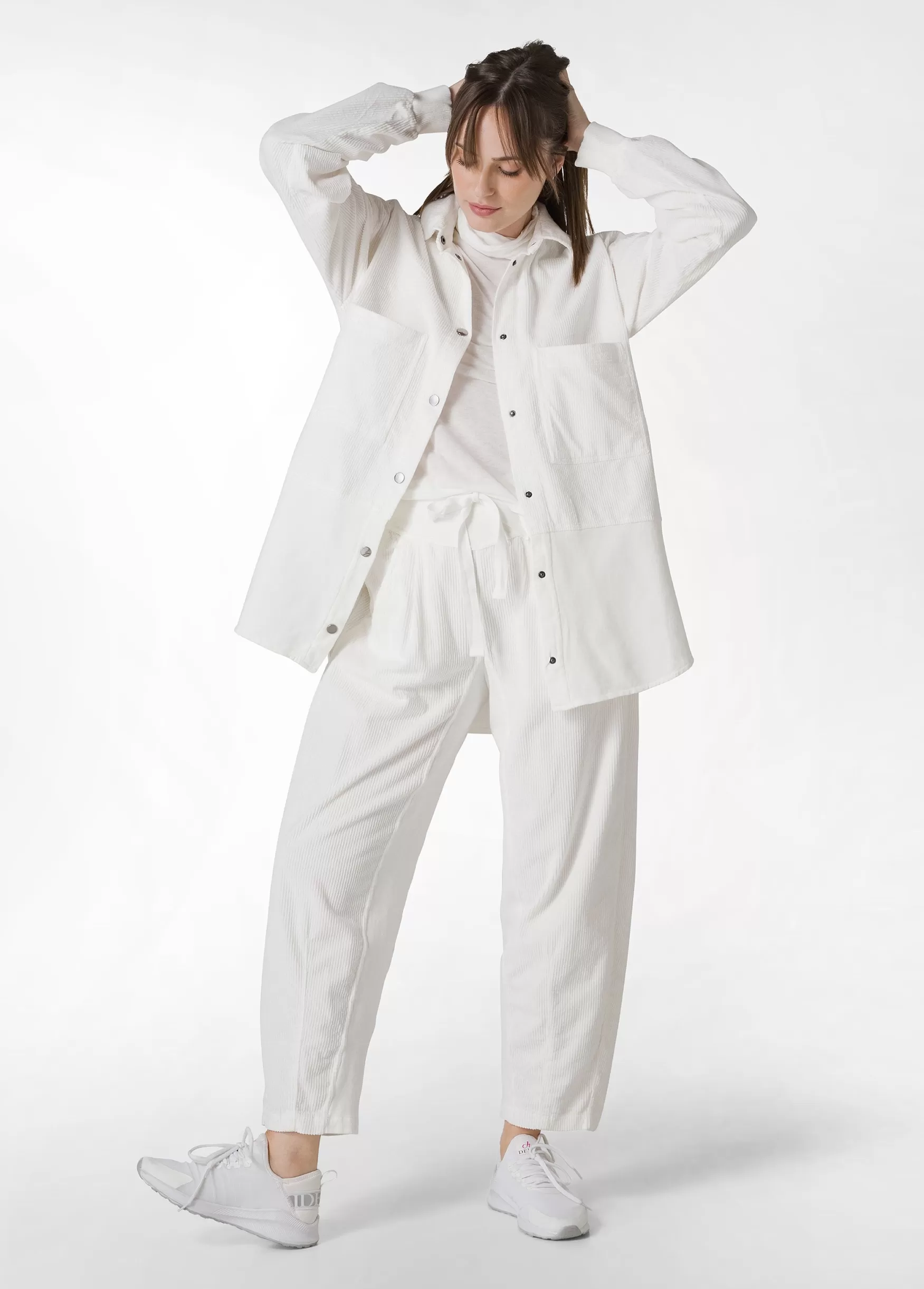 Shop DEHA Corduroy Combined Pants White Milk White