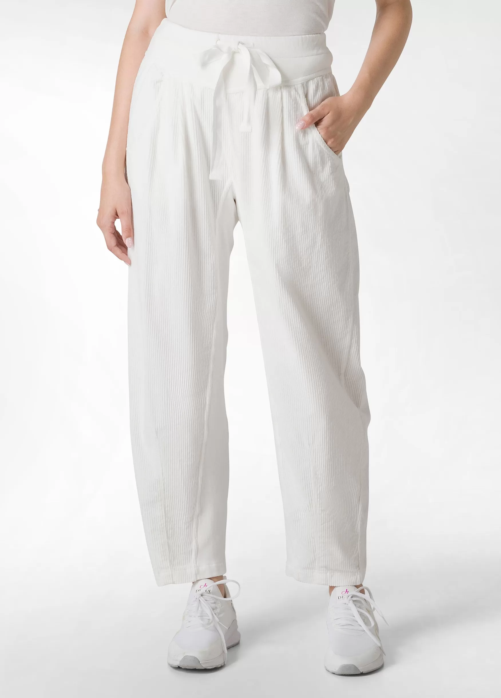 Shop DEHA Corduroy Combined Pants White Milk White