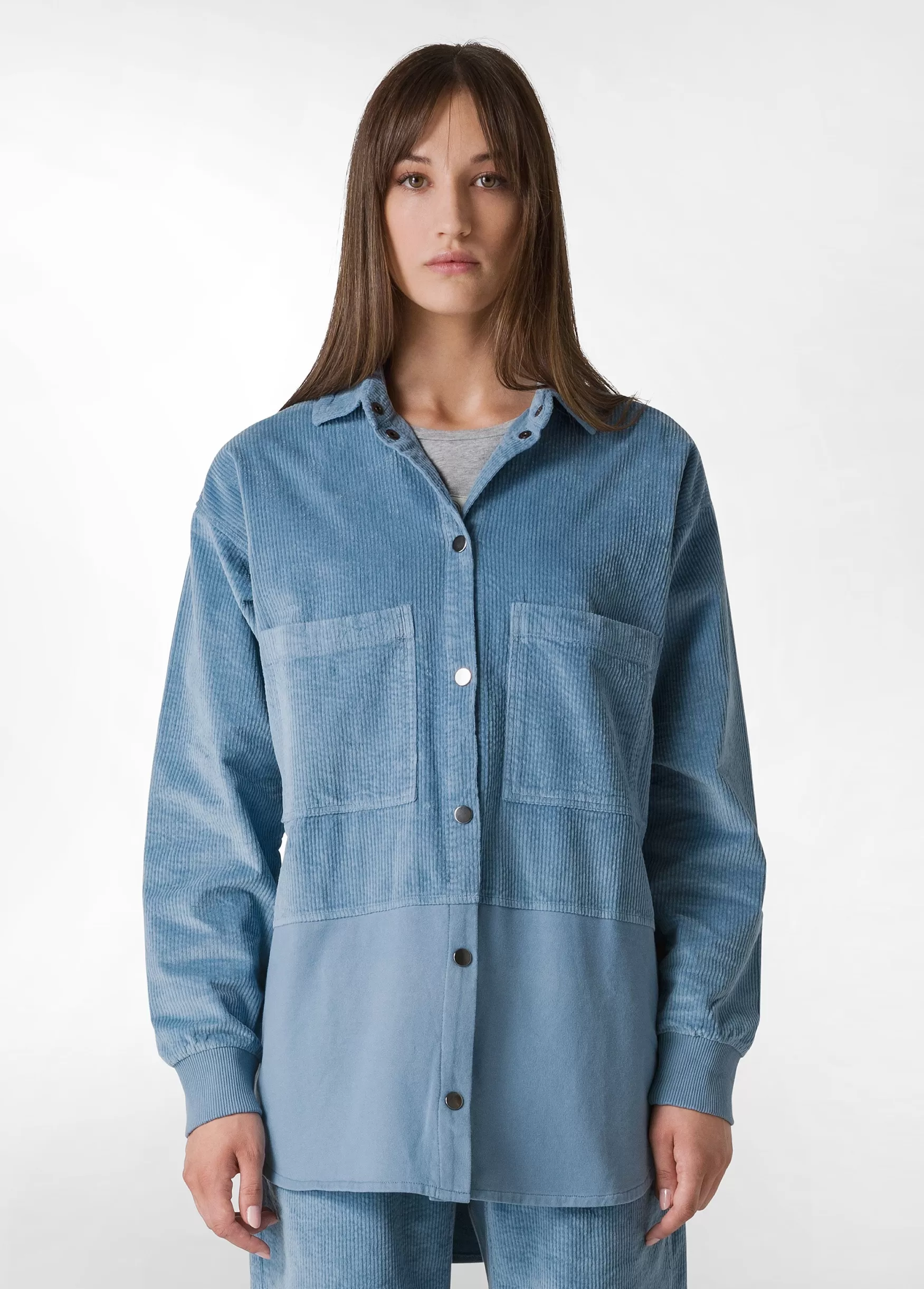 Clearance DEHA Corduroy Combined Shirt Blue Midblue