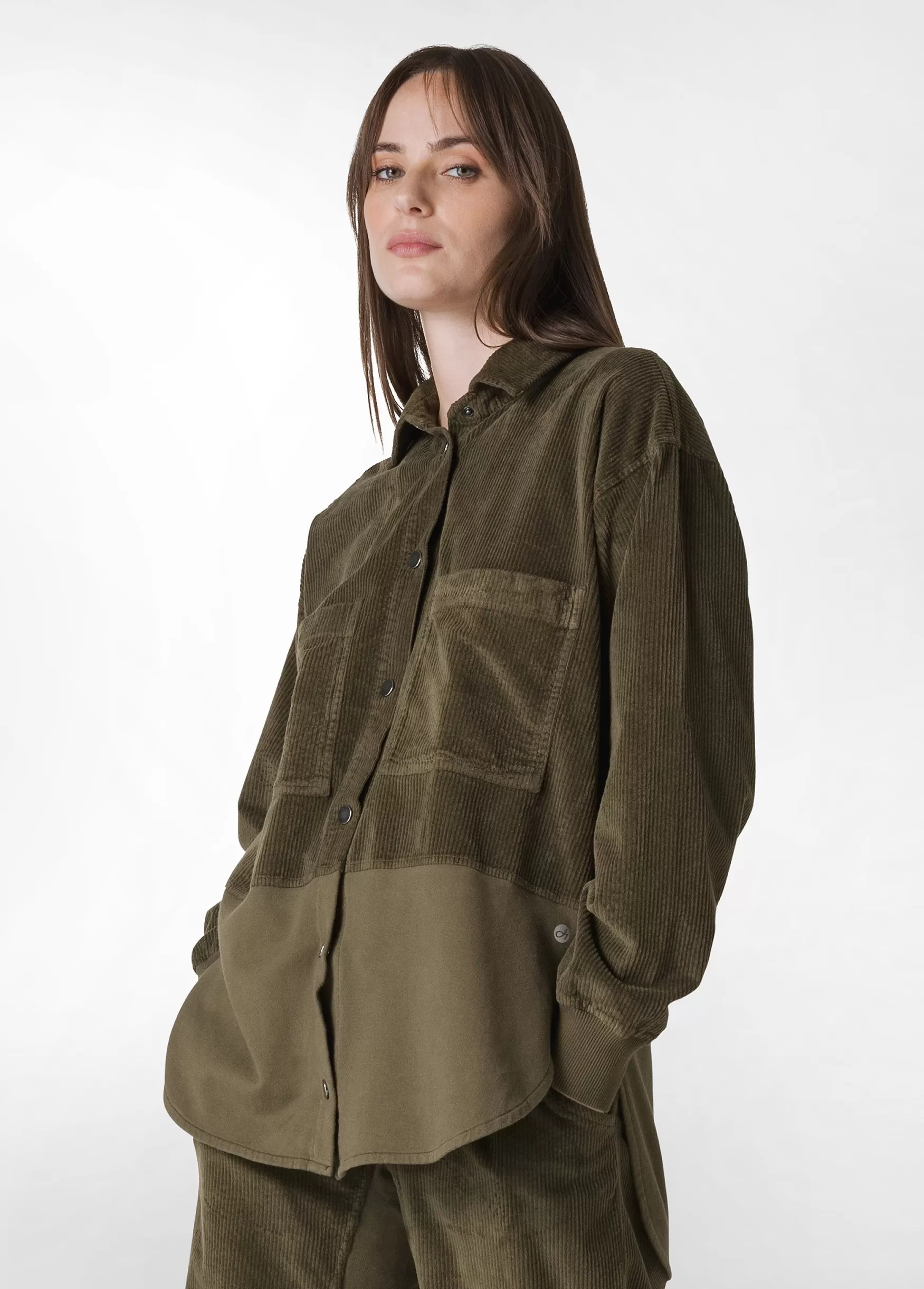 Discount DEHA Corduroy Combined Shirt Green Olive Green