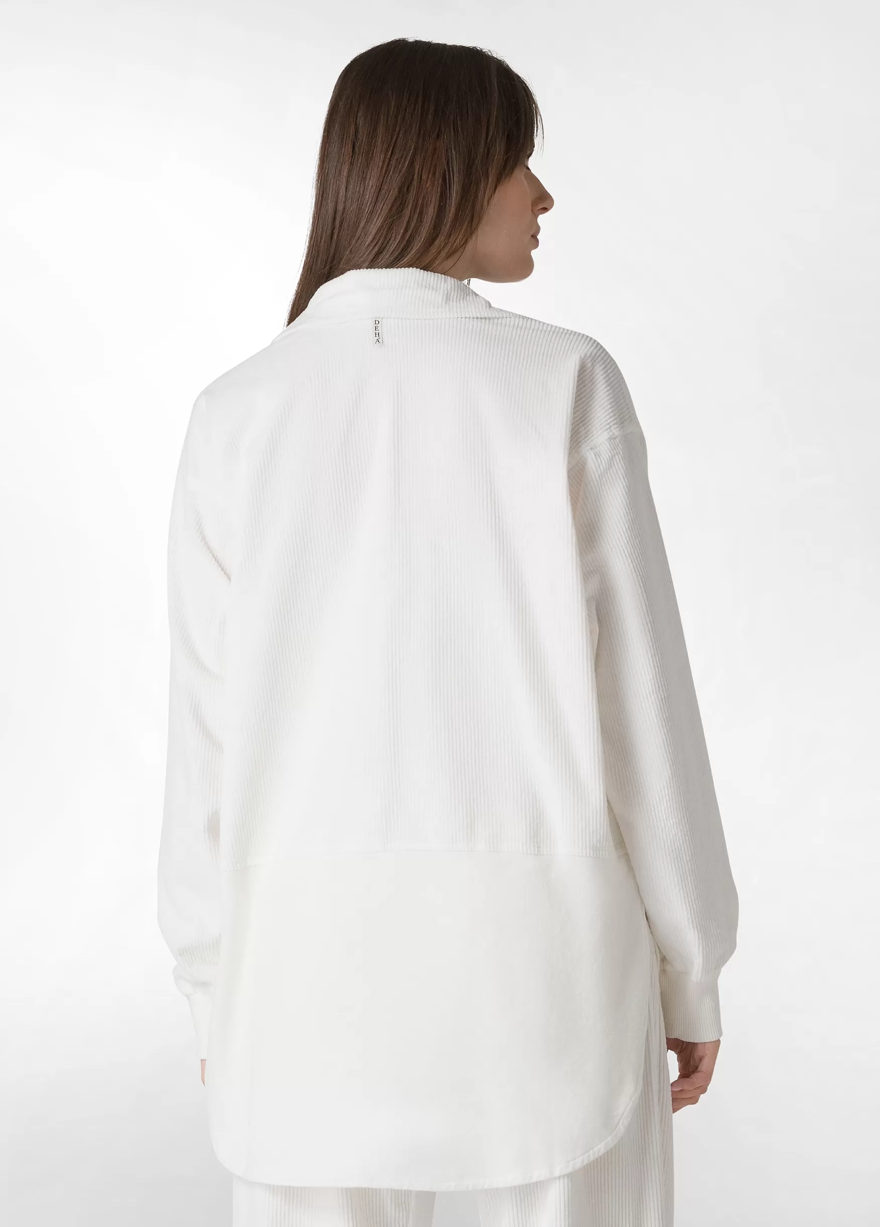 Hot DEHA Corduroy Combined Shirt White Milk White