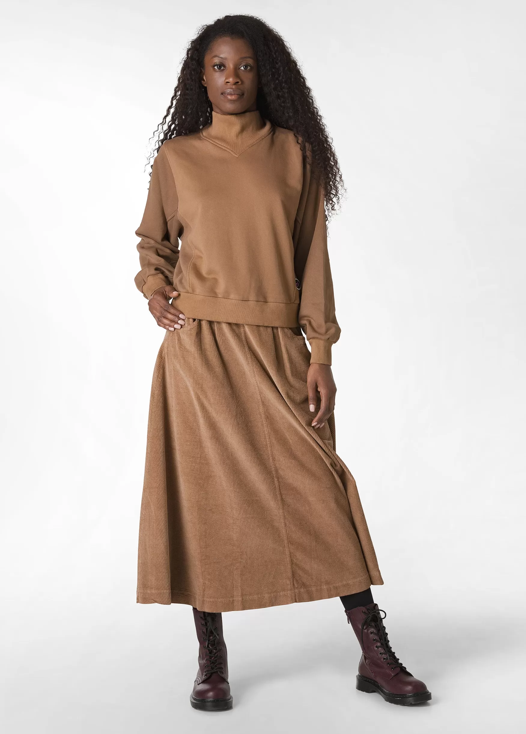 Cheap DEHA Corduroy Long Skirt Brown Biscuit Brown