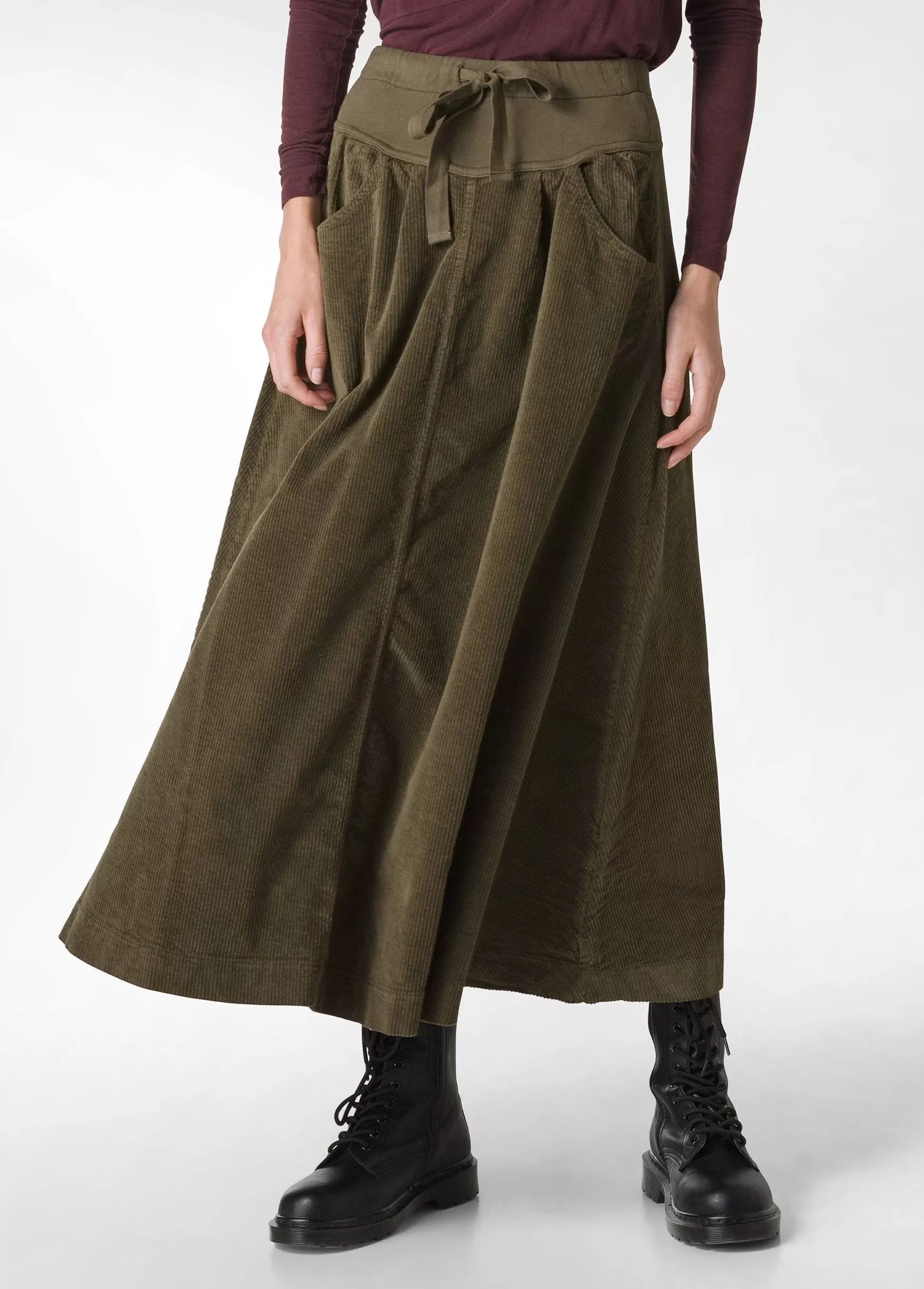 New DEHA Corduroy Long Skirt Green Olive Green