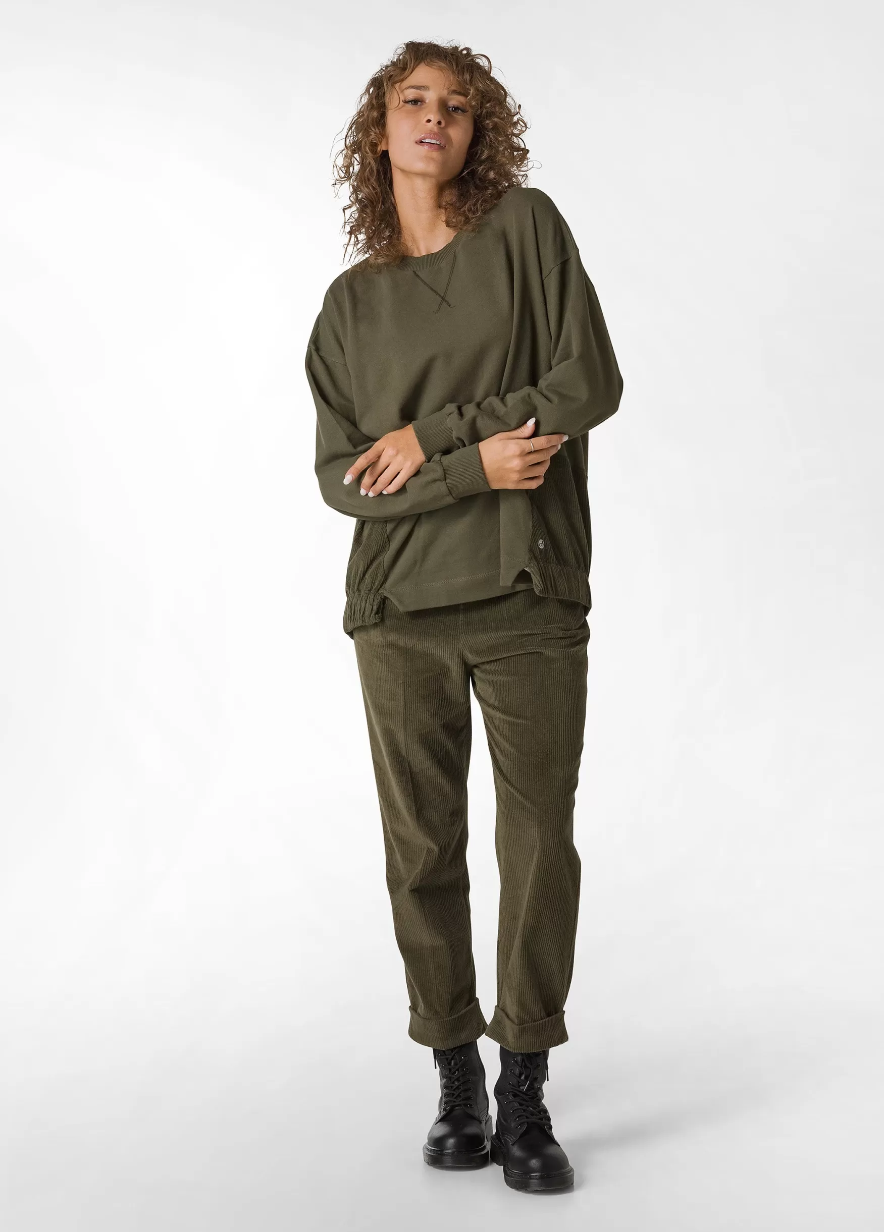 Store DEHA Corduroy Straight Pants Green Olive Green