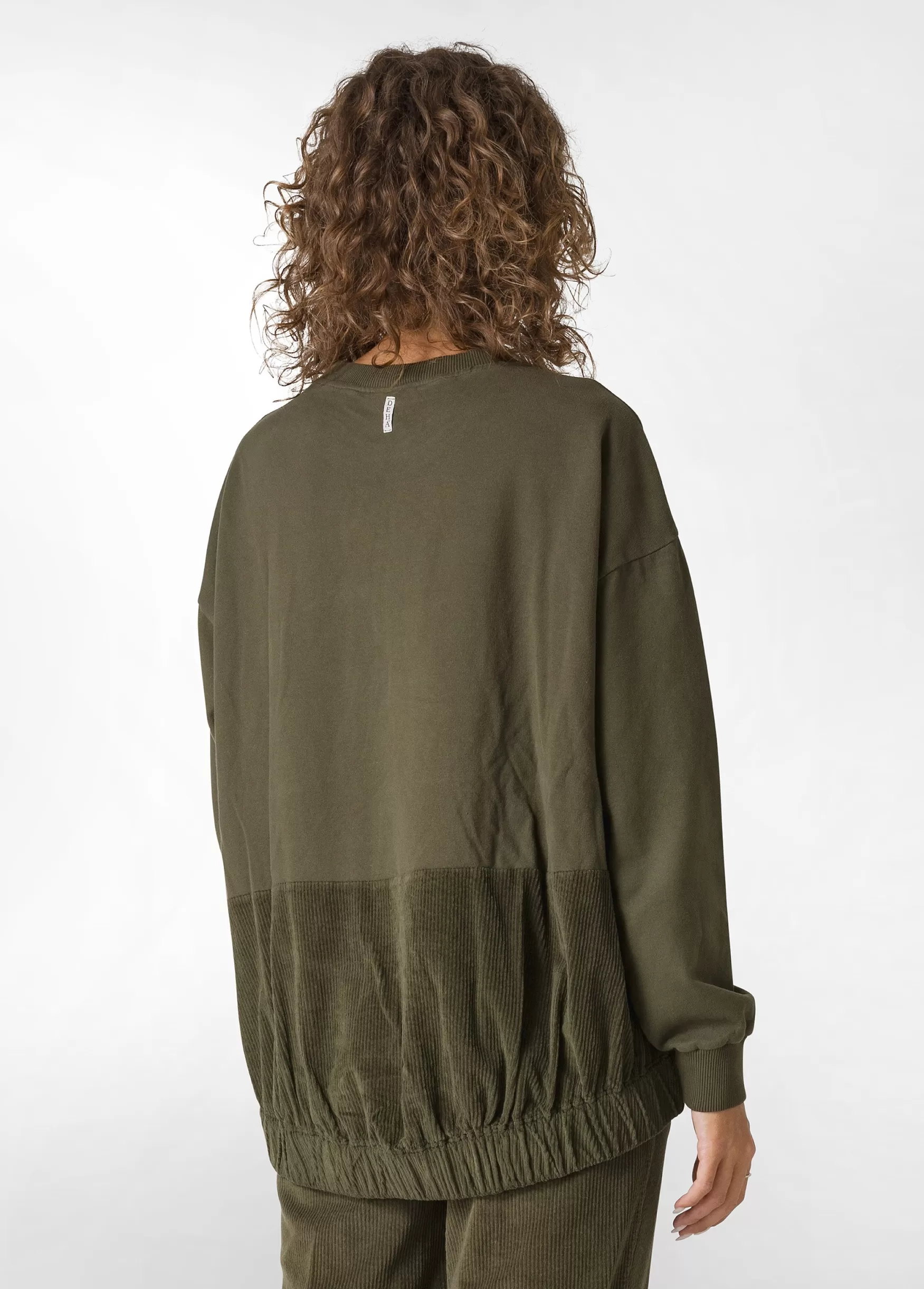 Shop DEHA Corduroy Sweatshirt Green Olive Green