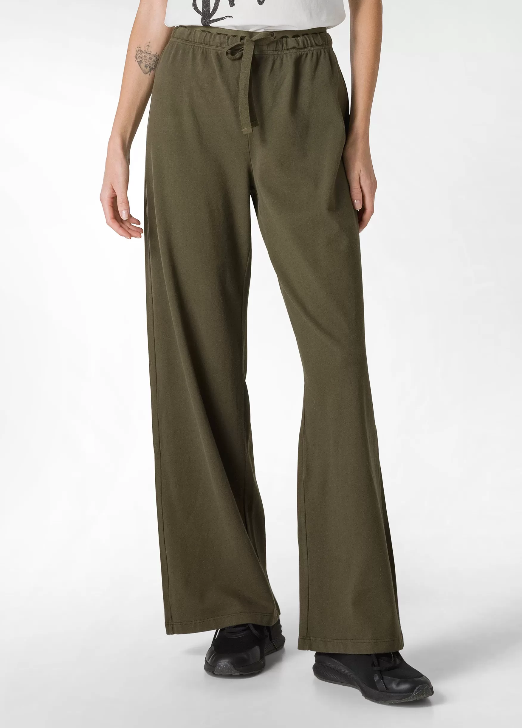 Outlet DEHA Core Wide Leg Jersey Pants Green Olive Green