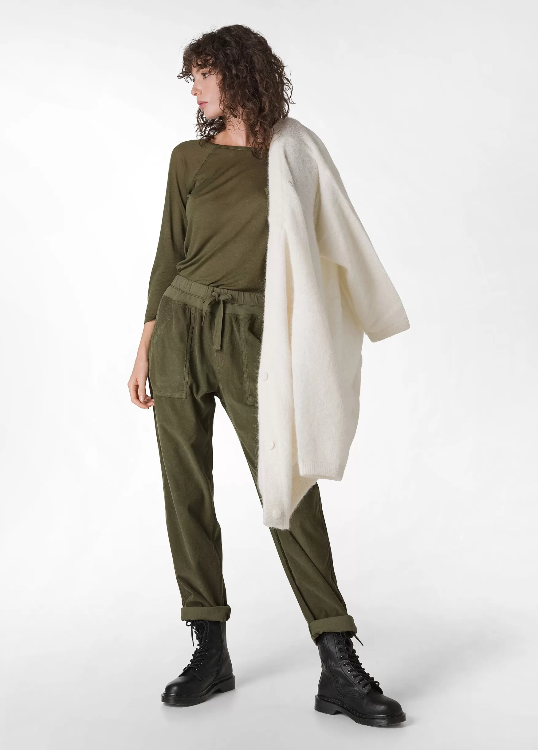 Outlet DEHA Drawstring Corduroy Pants Green Olive Green