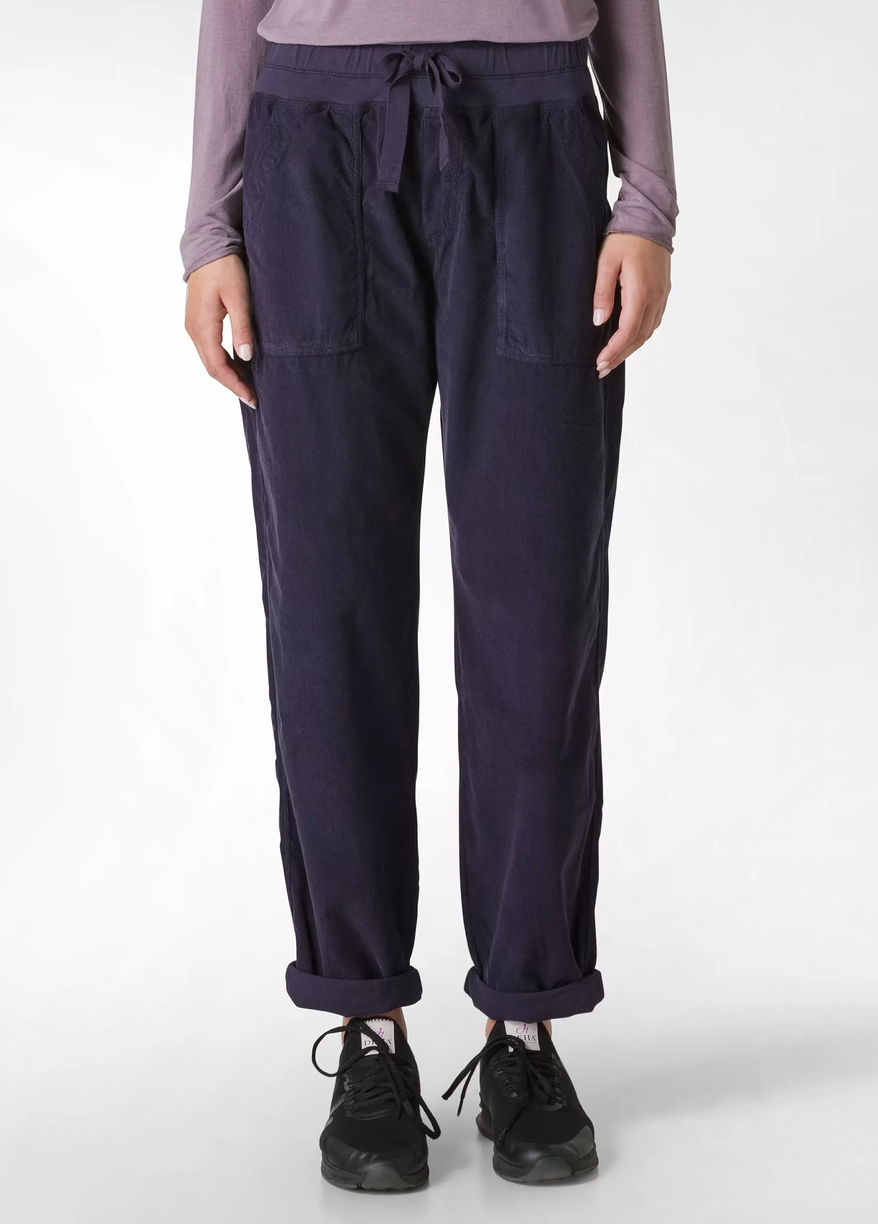 Hot DEHA Drawstring Corduroy Pants Purple Aubergine Violet