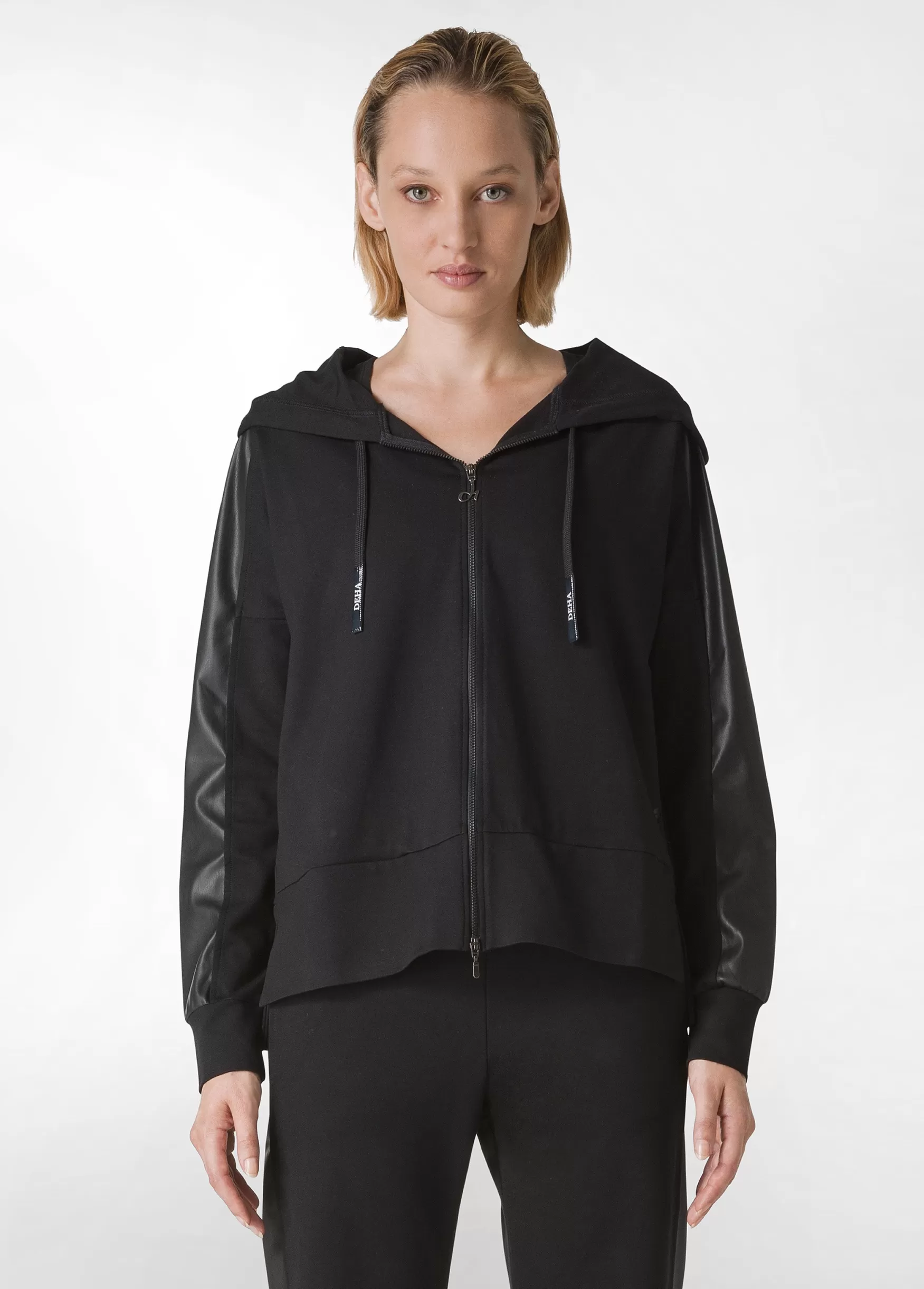 Discount DEHA Faux Leather Trims Jacket Black