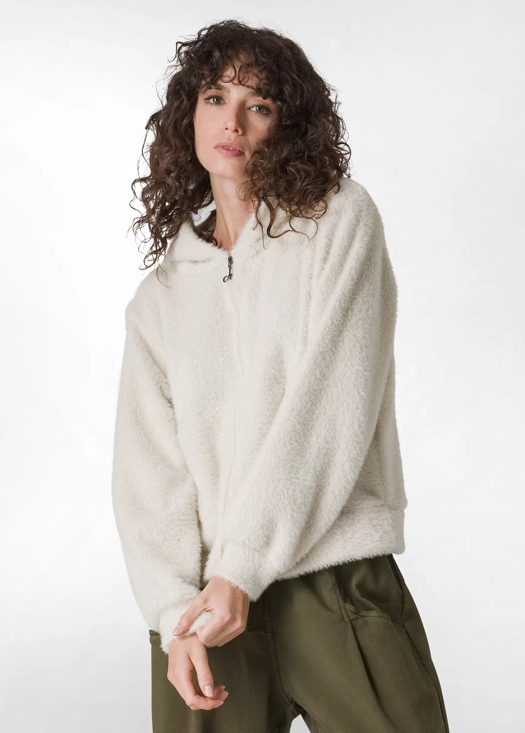 Shop DEHA Fluffy Hoodie White Milk White