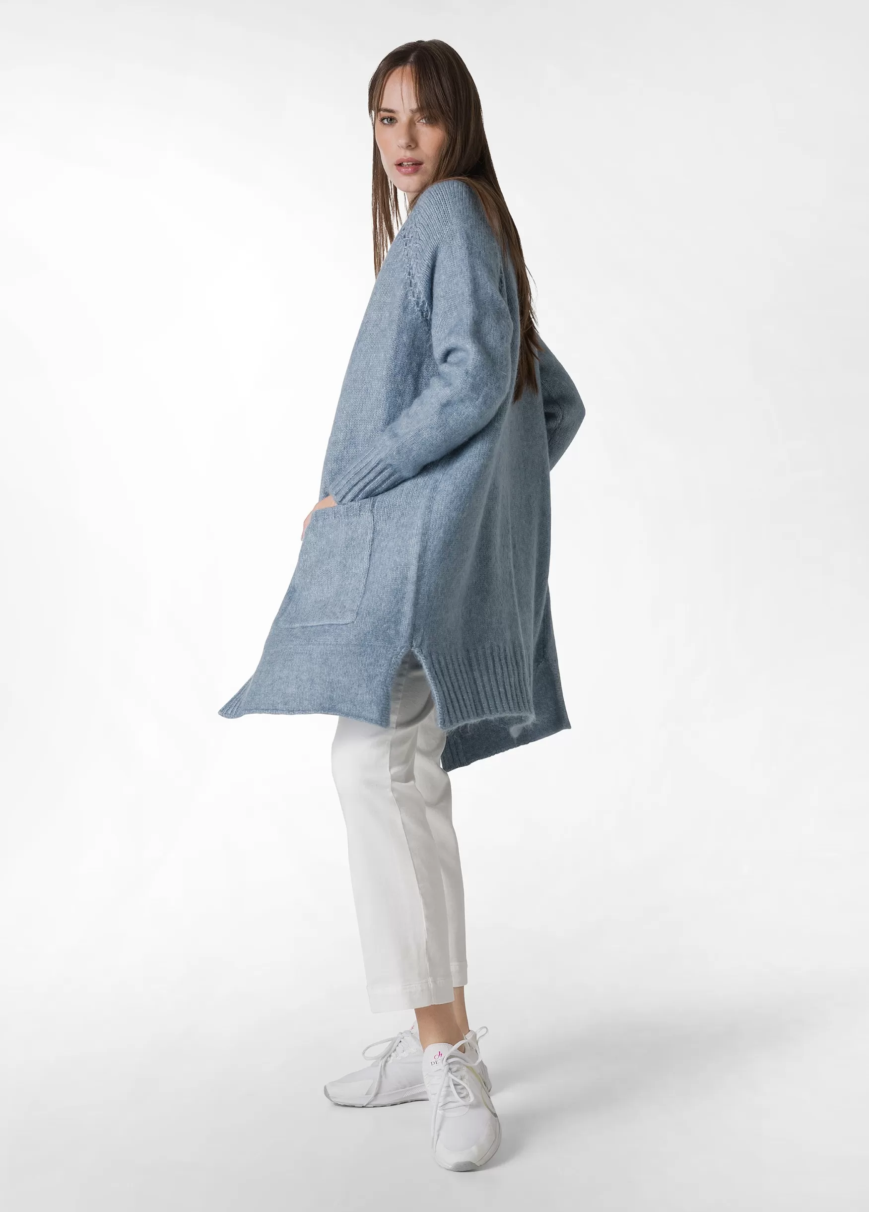Best Sale DEHA Fluffy Long Cardigan Blue Midblue