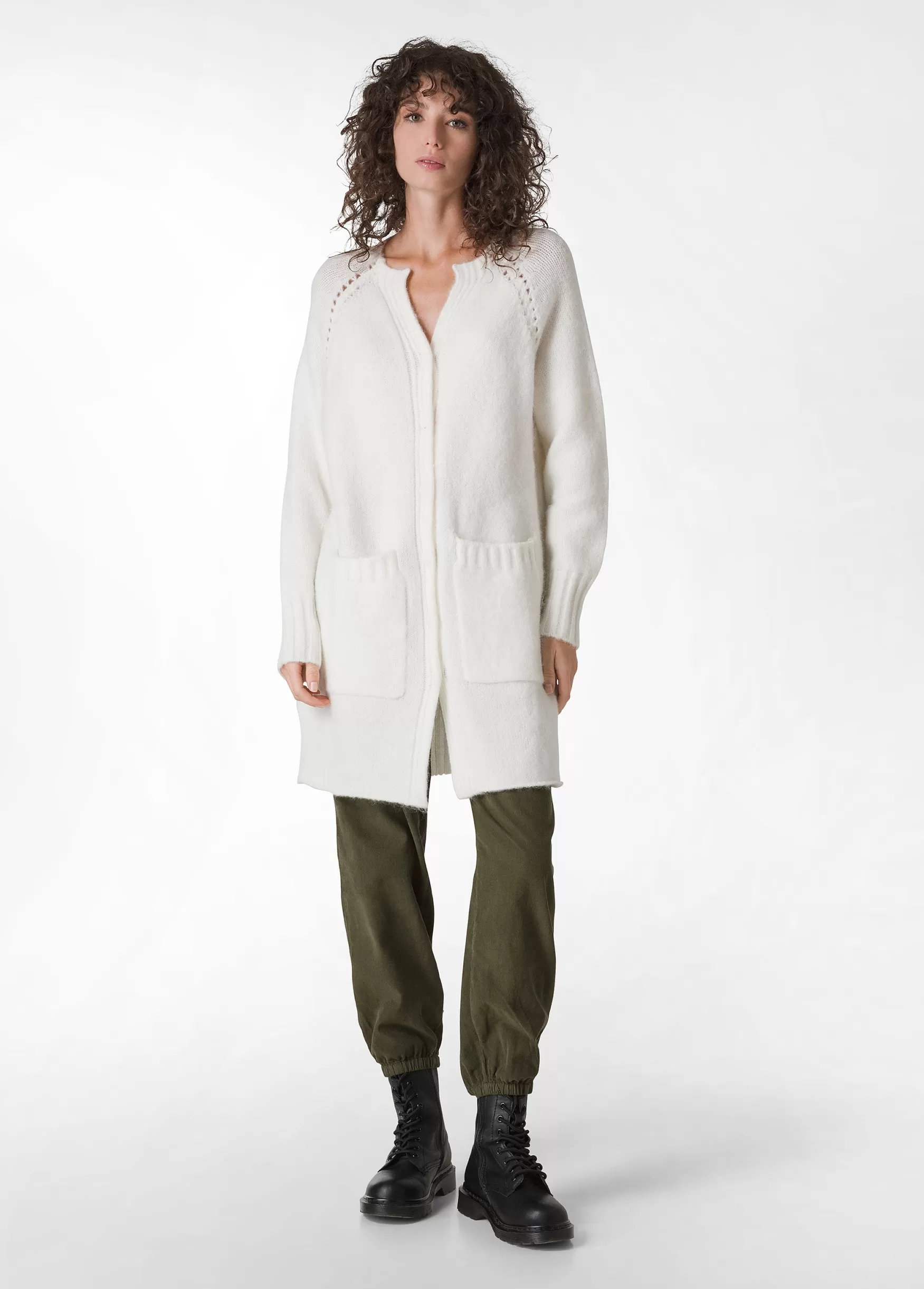 New DEHA Fluffy Long Cardigan White Milk White