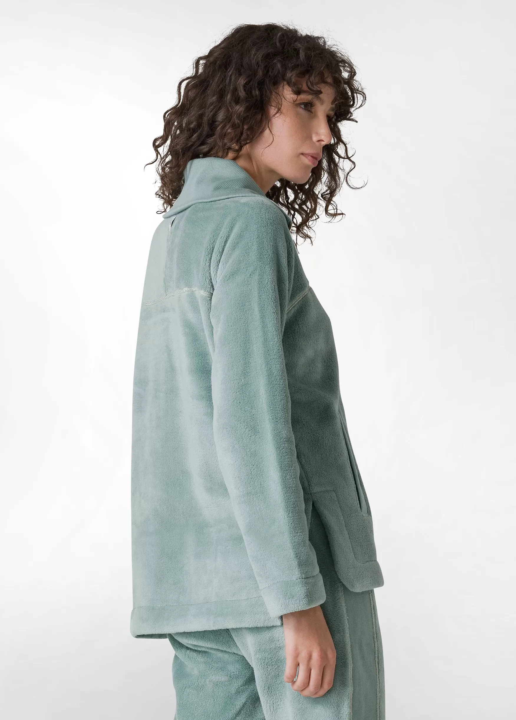 Outlet DEHA Fluffy Polar Jacket Green Sage Green